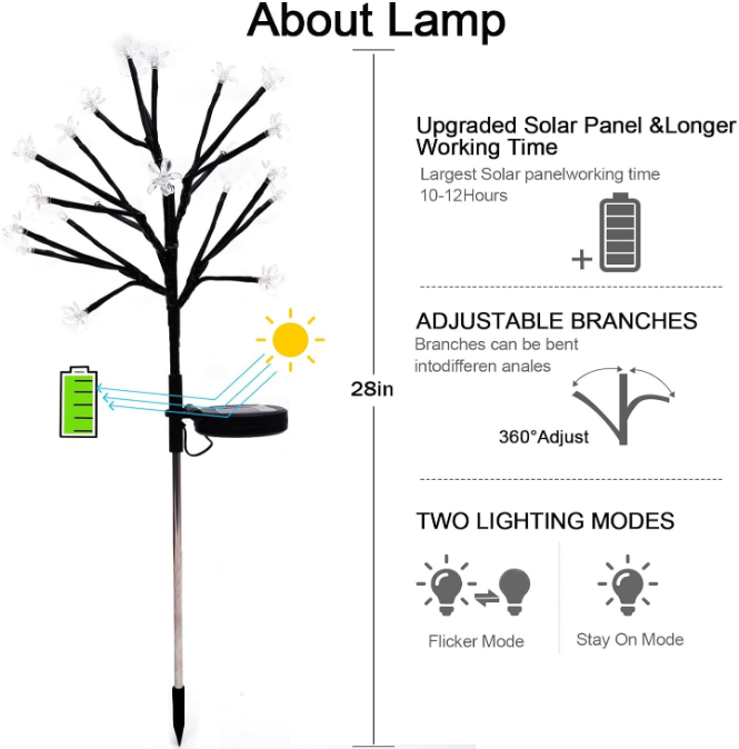 Solar Flowers Lights Garden Decor, Solar Garden Lights Outdoor Decorative,2Pack 40LED Solar Lights Outdoor Garden Waterproof Fairy Lights for Outside Yard,Lawn Decorations Gardening Gifts