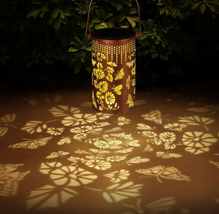 Solar Lights Outdoor Butterfly Petunia Flower Garden Decoration Christmas Gift for Ladies Mom Grandma Gift, Hanging Solar Lights Metal Decoration Outdoor for Patio, Deck, Backyard, Porch, Tabletop