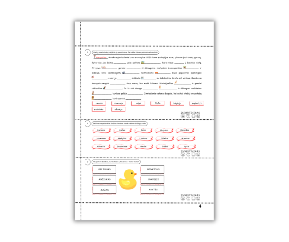 Meškučio Kalbučio užduotėlės lietuvių kalbos pamokėlėms 3 kl., 1 d.