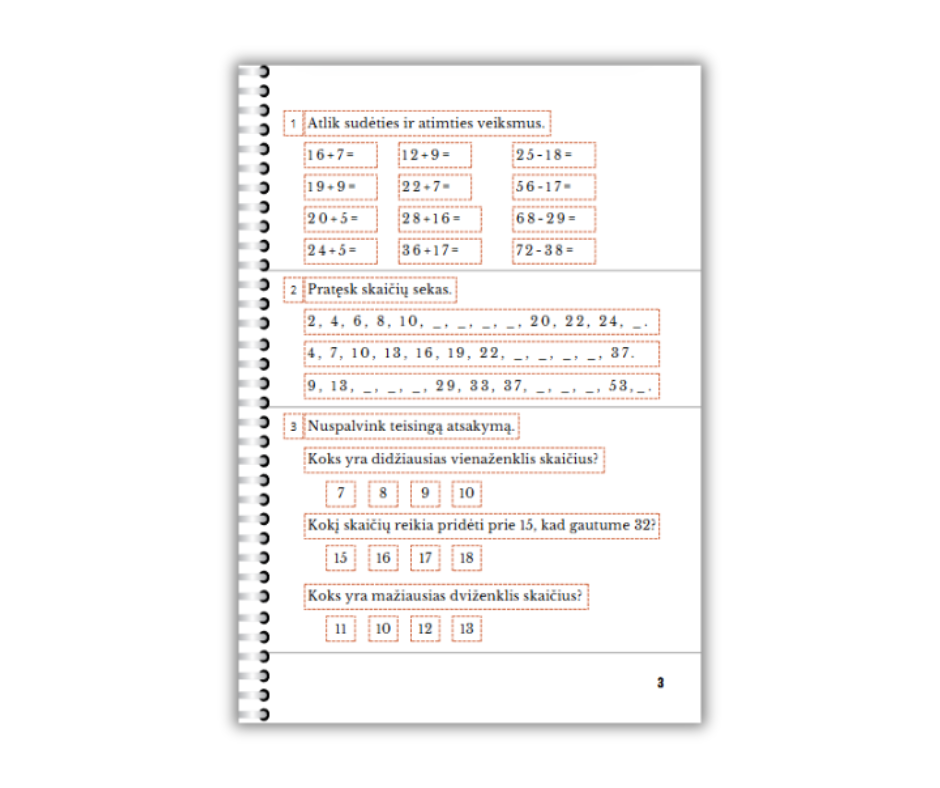 Skaičių pasaulyje 2 klasei, 1 dalis 