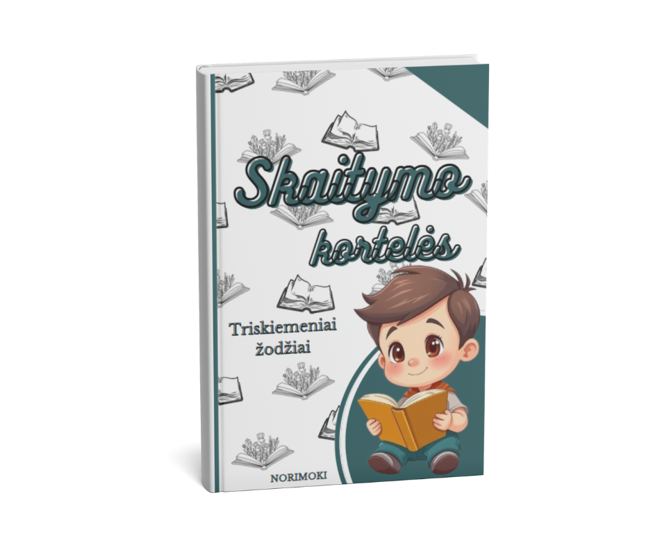 Skaitymo kortelės. Triskiemeniai žodžiai.