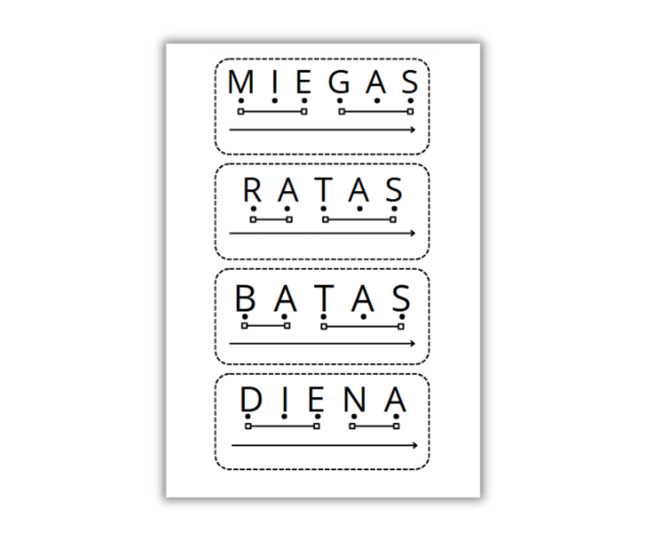 Skaitymo kortelės. Dviskiemeniai žodžiai