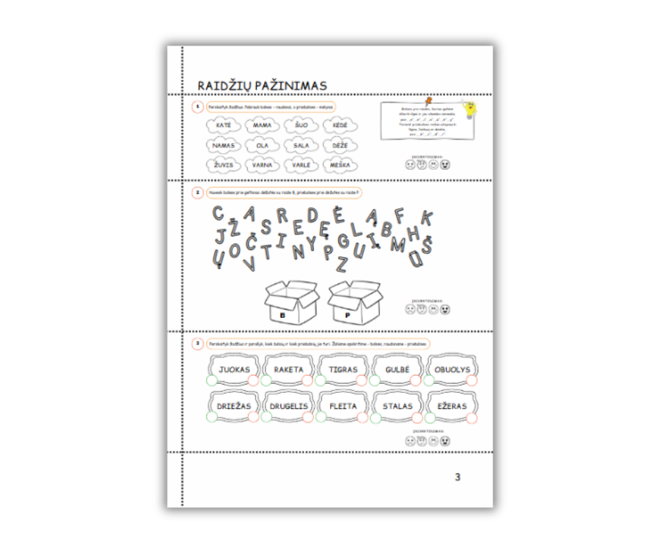 Meškiuko kalbučio užduotėlės, 1 klasė.