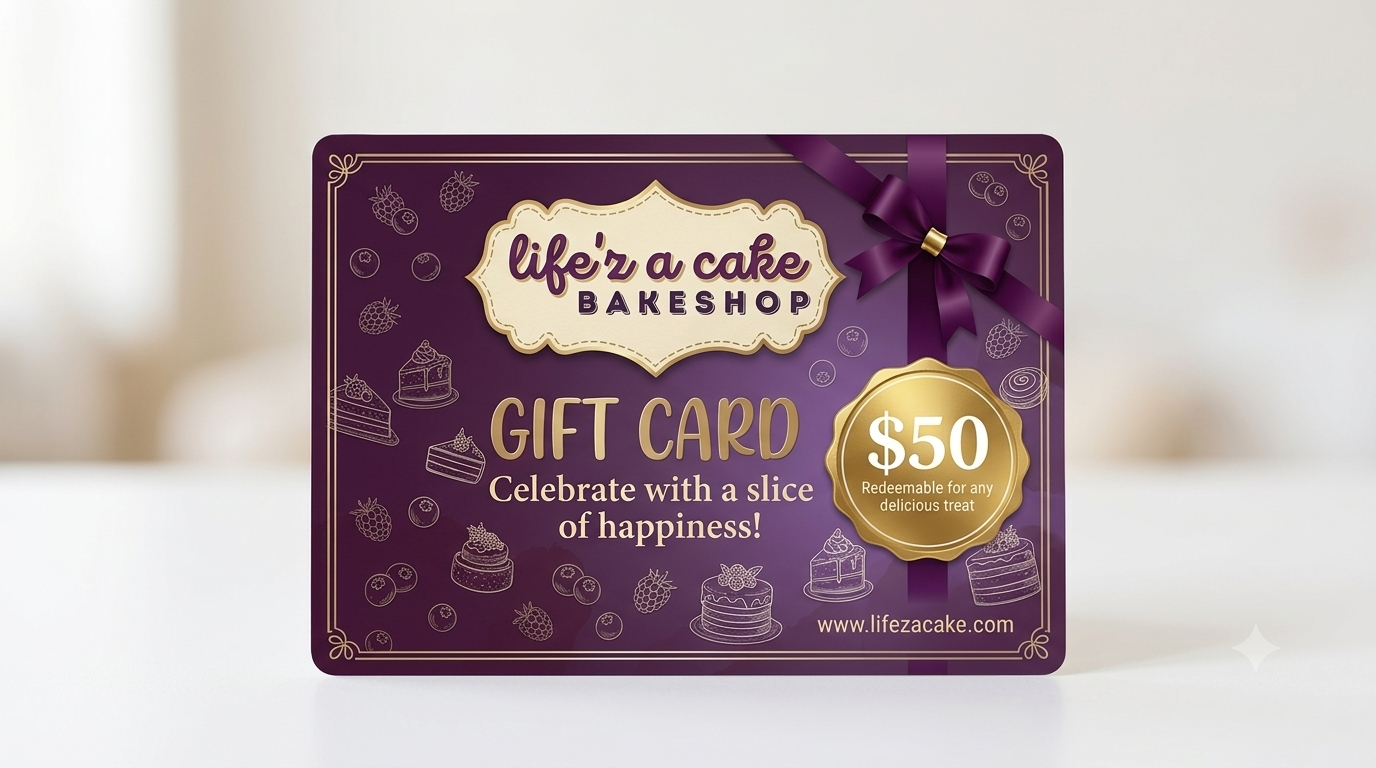 Life'z A Cake Bakeshop Gift Card ($50 / $100 / $150)