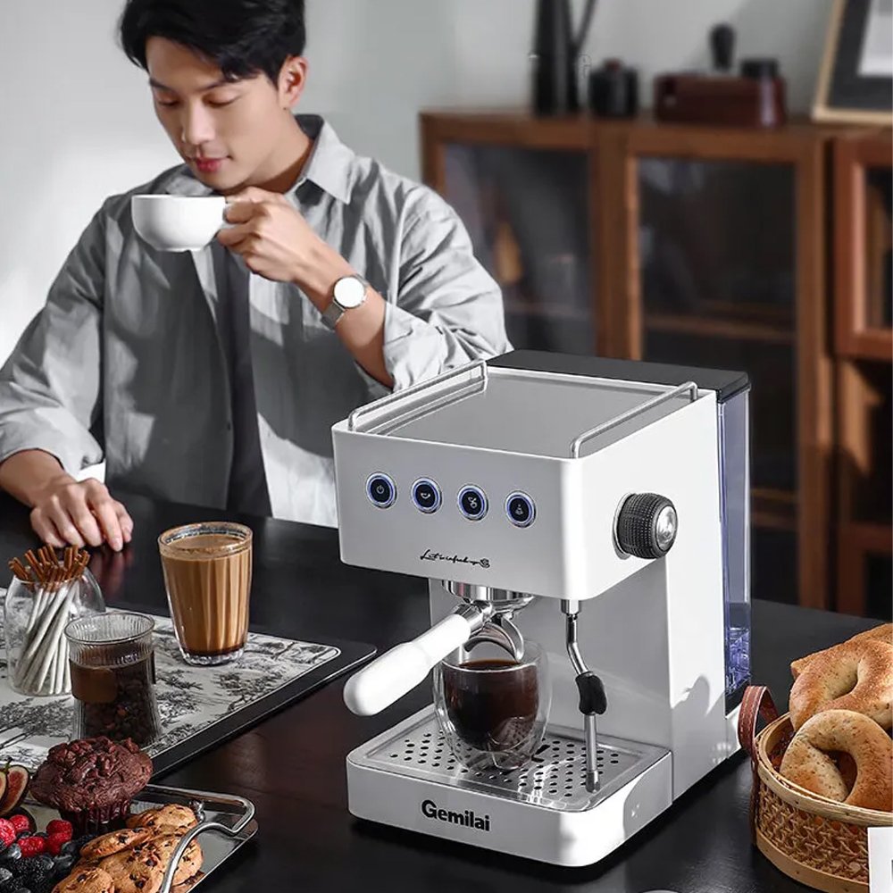 Gemilai Espresso Coffee Maker Frothing 15 Bar 10A 1.7L - White