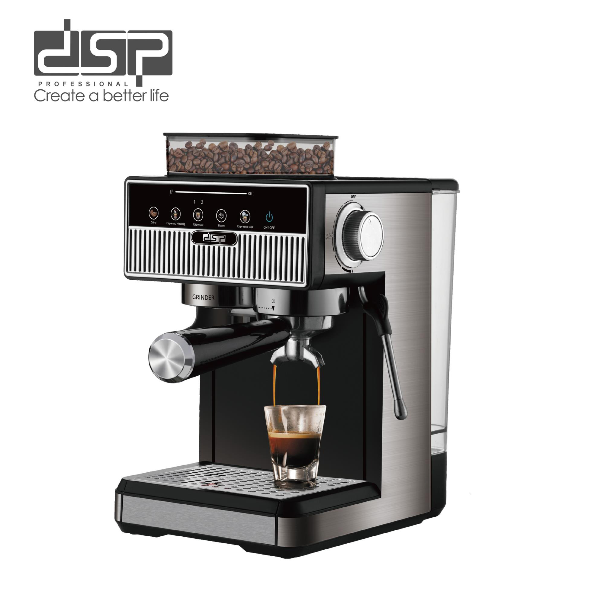 ZZUOM Espresso Coffee Machine Coffee Frothing Grinding 20 Levels 1350W - White