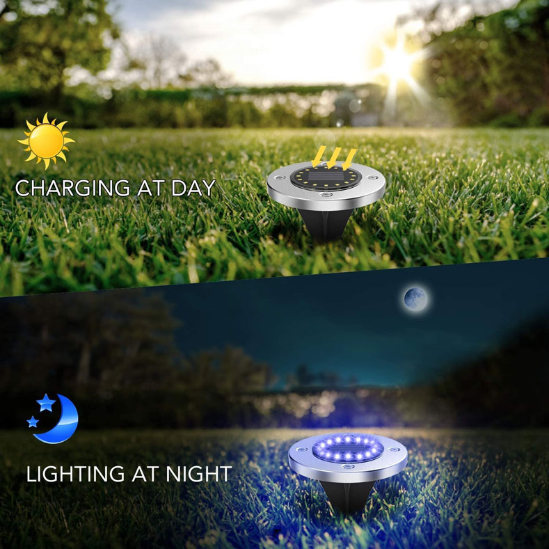 Decorative Garden Light Ground Light Solar Sensor Waterproof 20 LED - RB20 - Warm White