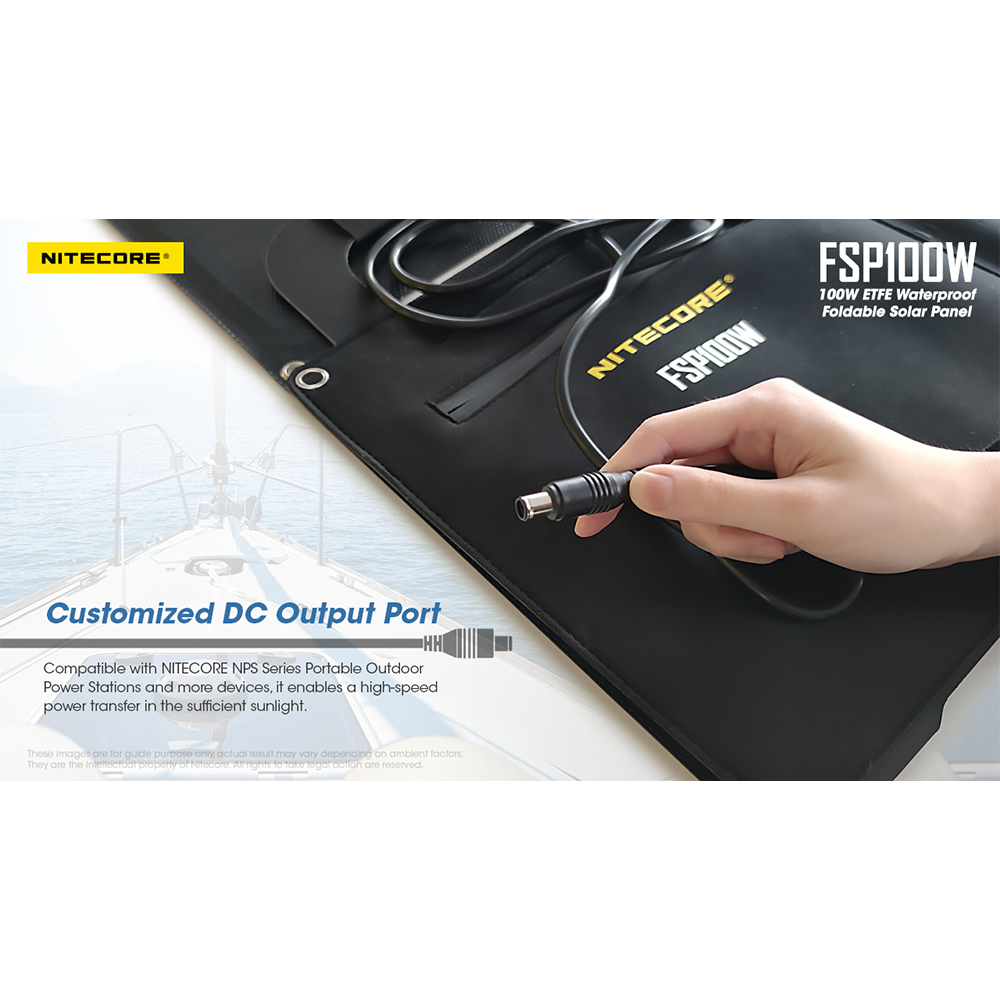 NITECORE Solar Panel Portable Foldable High Efficiency 100W IPX5 - FSP100W - Black