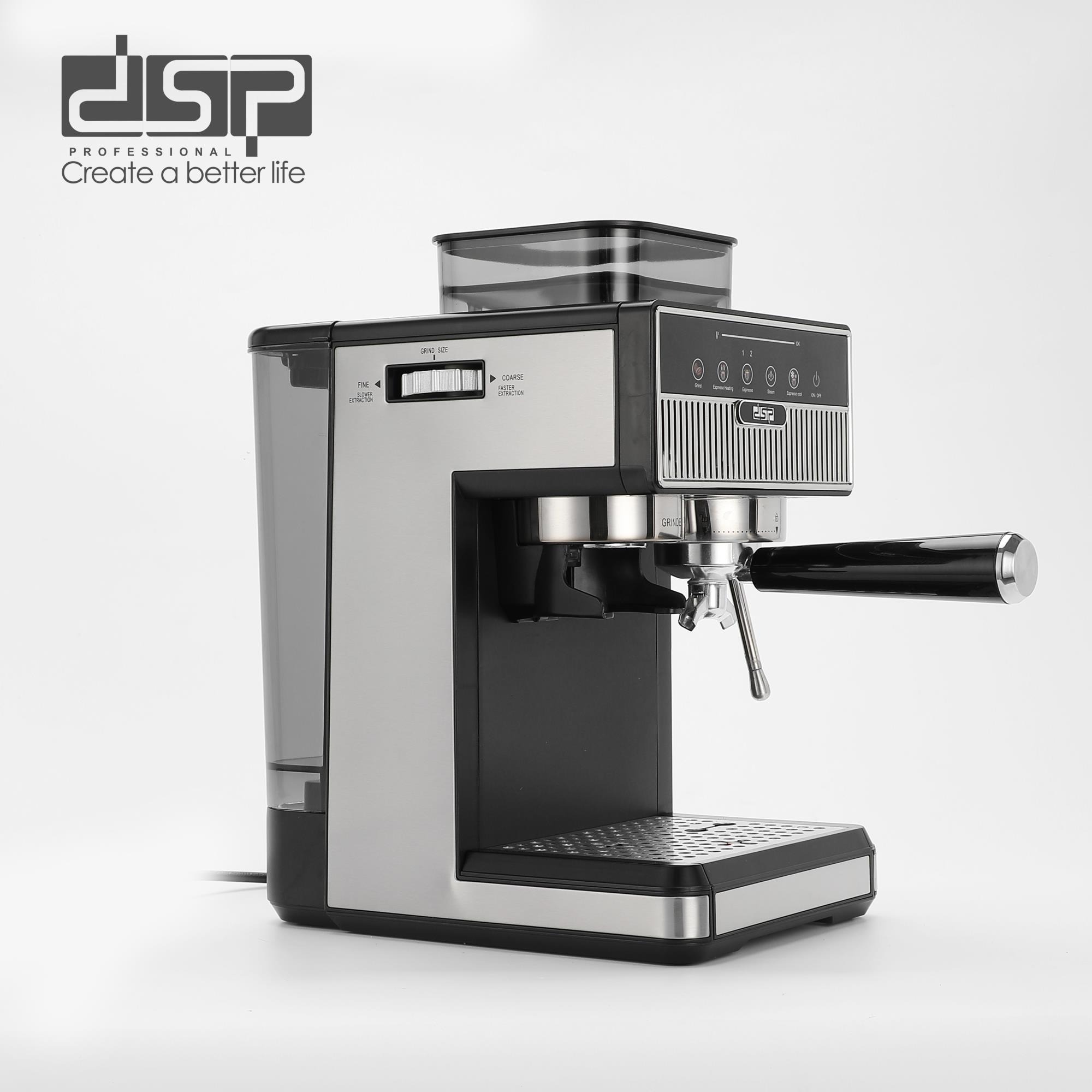 DSP Mesin Kopi Espresso Coffee Maker Frothing Grinding 20 Bar 1350W - Black