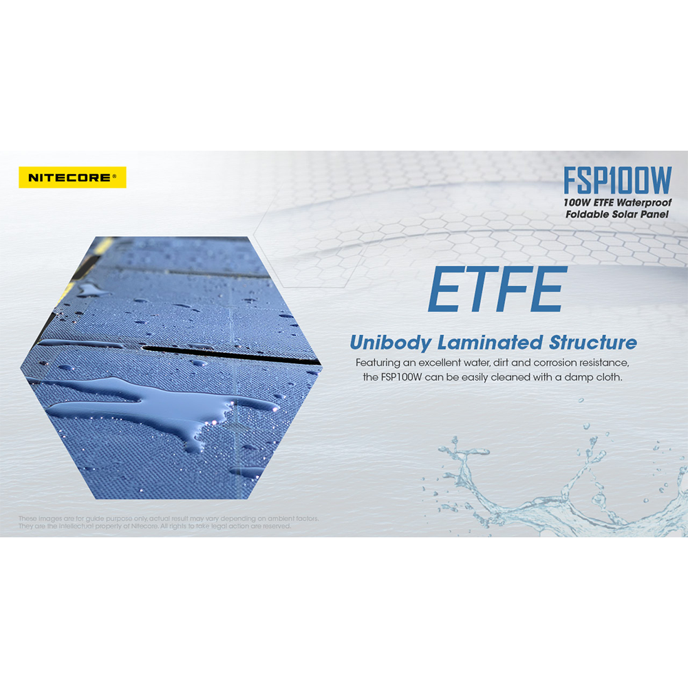 NITECORE Solar Panel Portable Foldable High Efficiency 100W IPX5 - FSP100W - Black