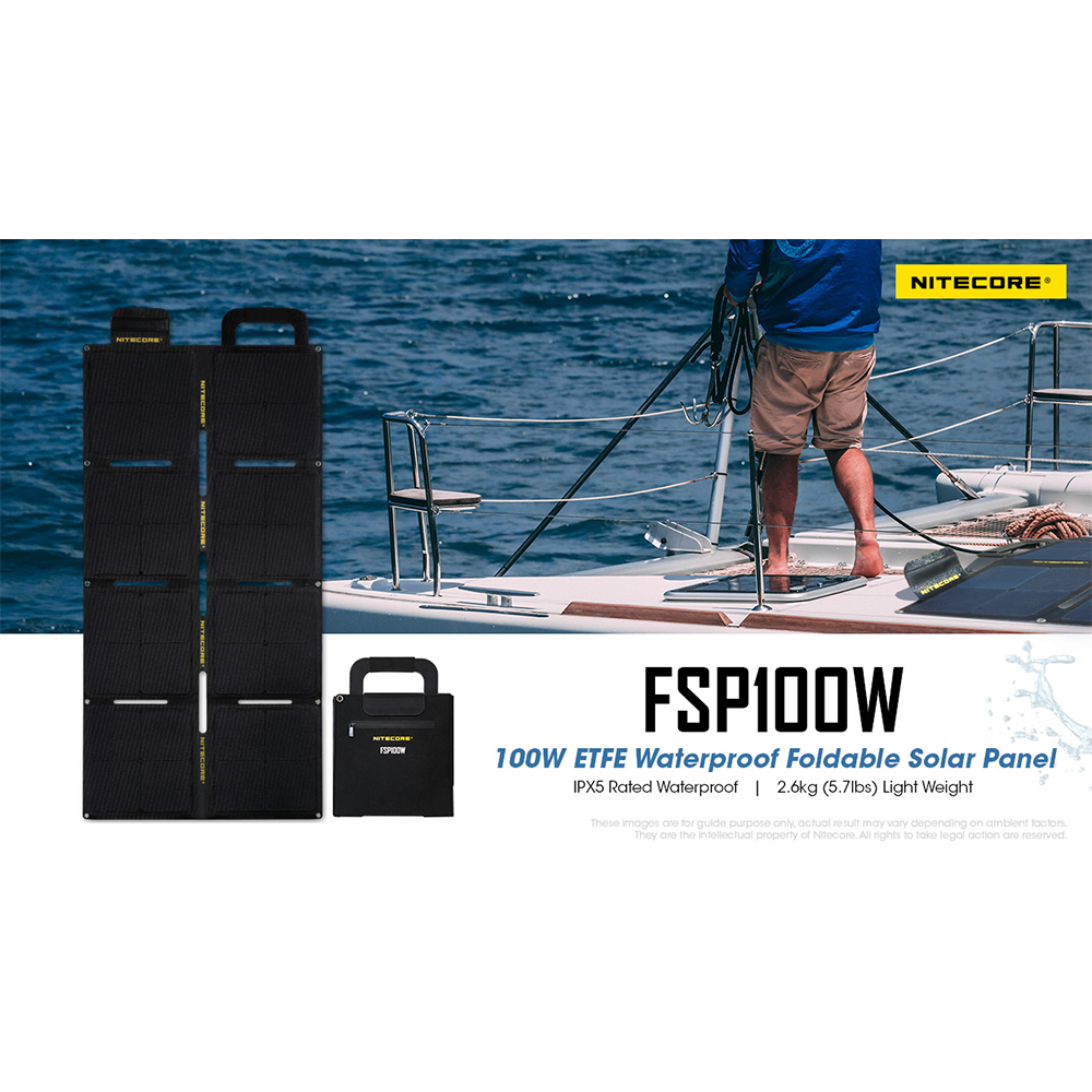 NITECORE Solar Panel Portable Foldable High Efficiency 100W IPX5 - FSP100W - Black