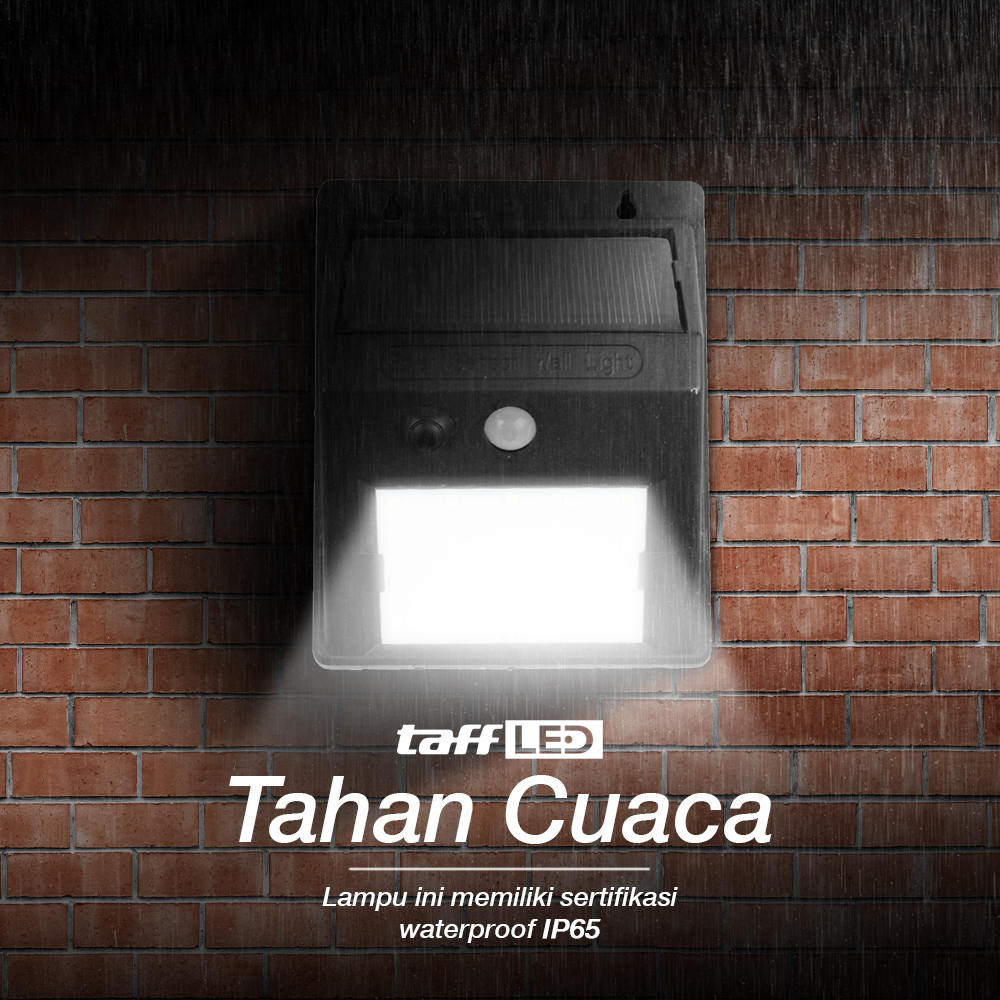 Waterproof Motion Sensor Solar Wall Lamp 20 LED Cool White - L20 - Black