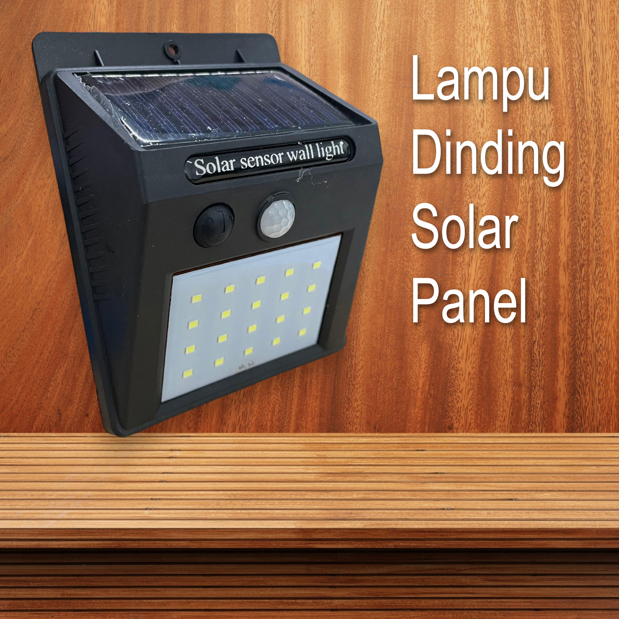 Waterproof Motion Sensor Solar Wall Lamp 20 LED Cool White - L20 - Black