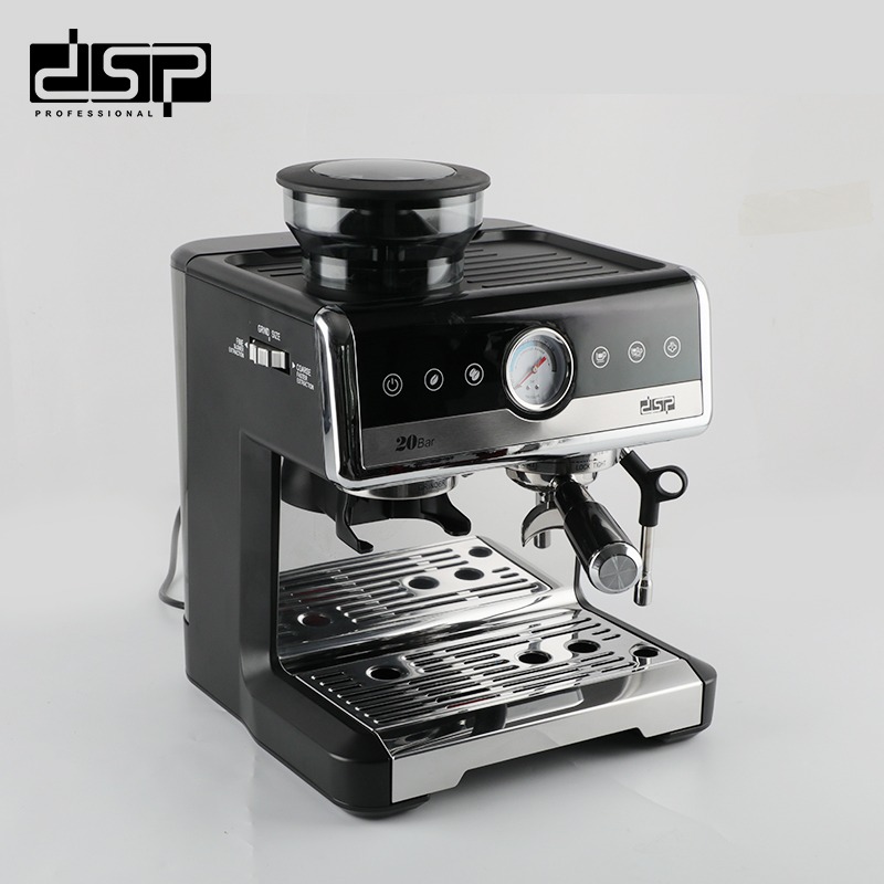 DSP Coffee Machine Espresso Coffee Maker Frothing Grinding 20 Bar 2250W - Silver Black