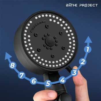 BATHE PROJECT One-Key Stop 8 Mode Adjustable Bath Shower Head - SH28