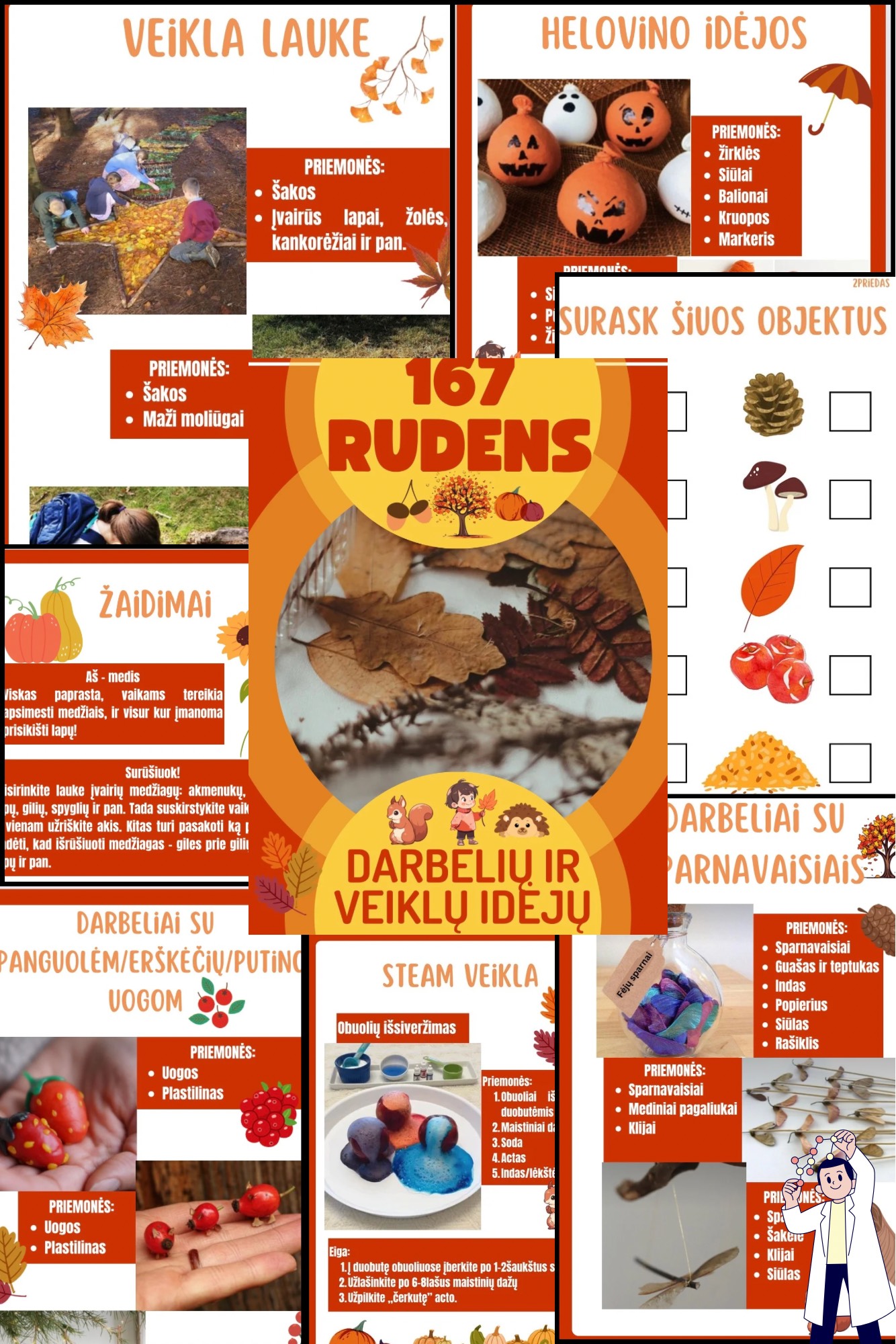 167 Rudens darbelių ir veiklų idėjų