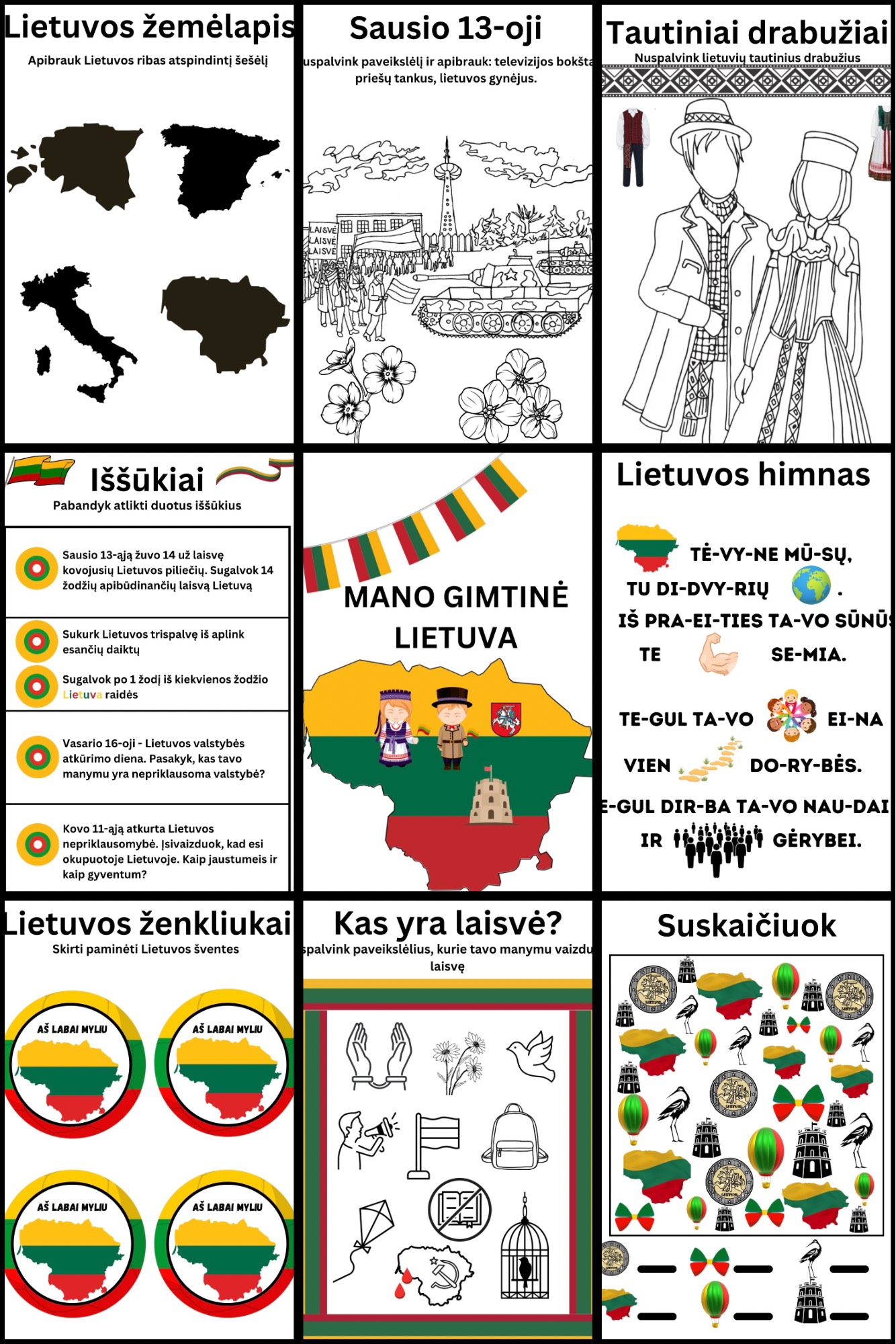 Užduotys ir skaidrės apie Lietuvą