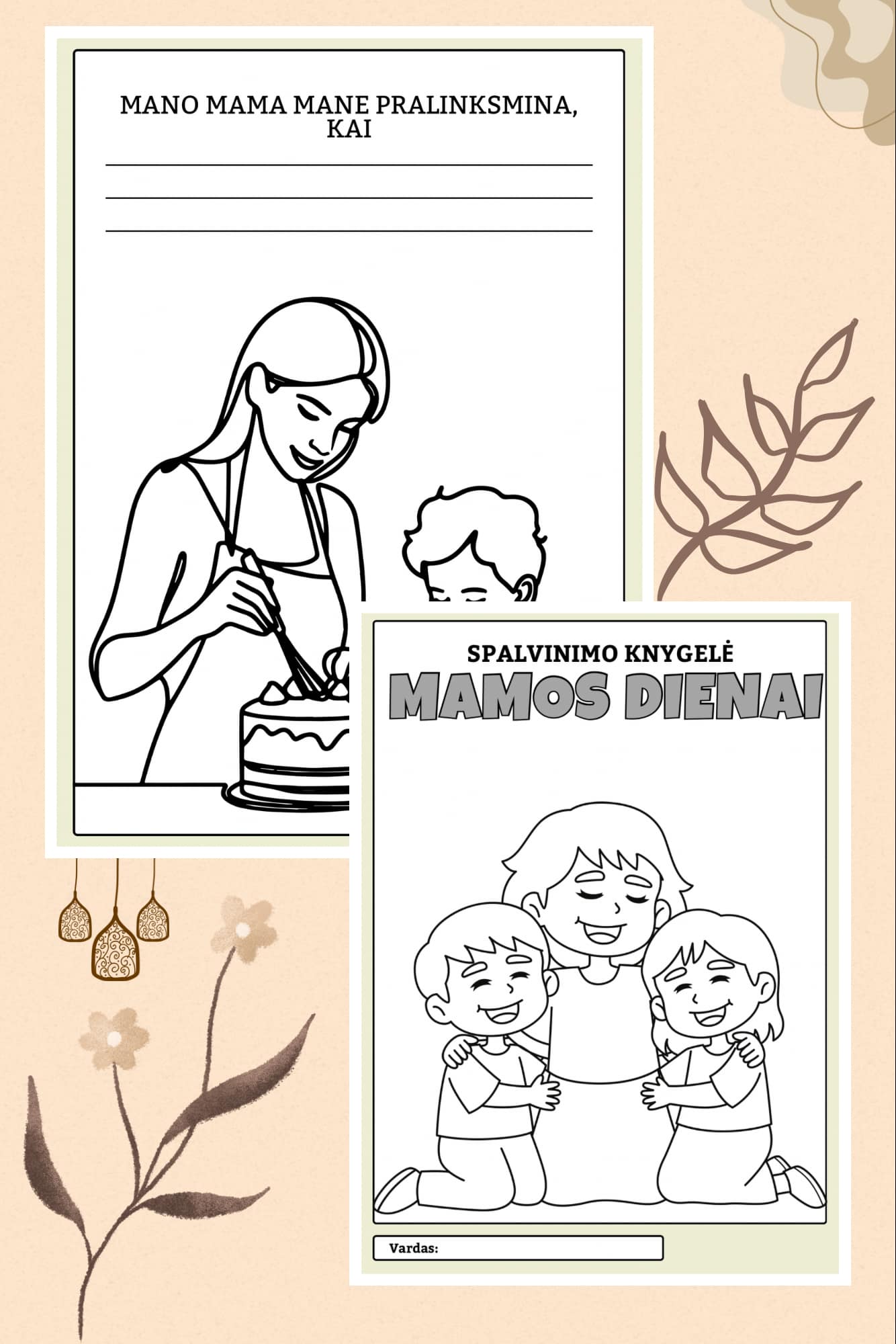Spalvinimo knygelė mamos dienai