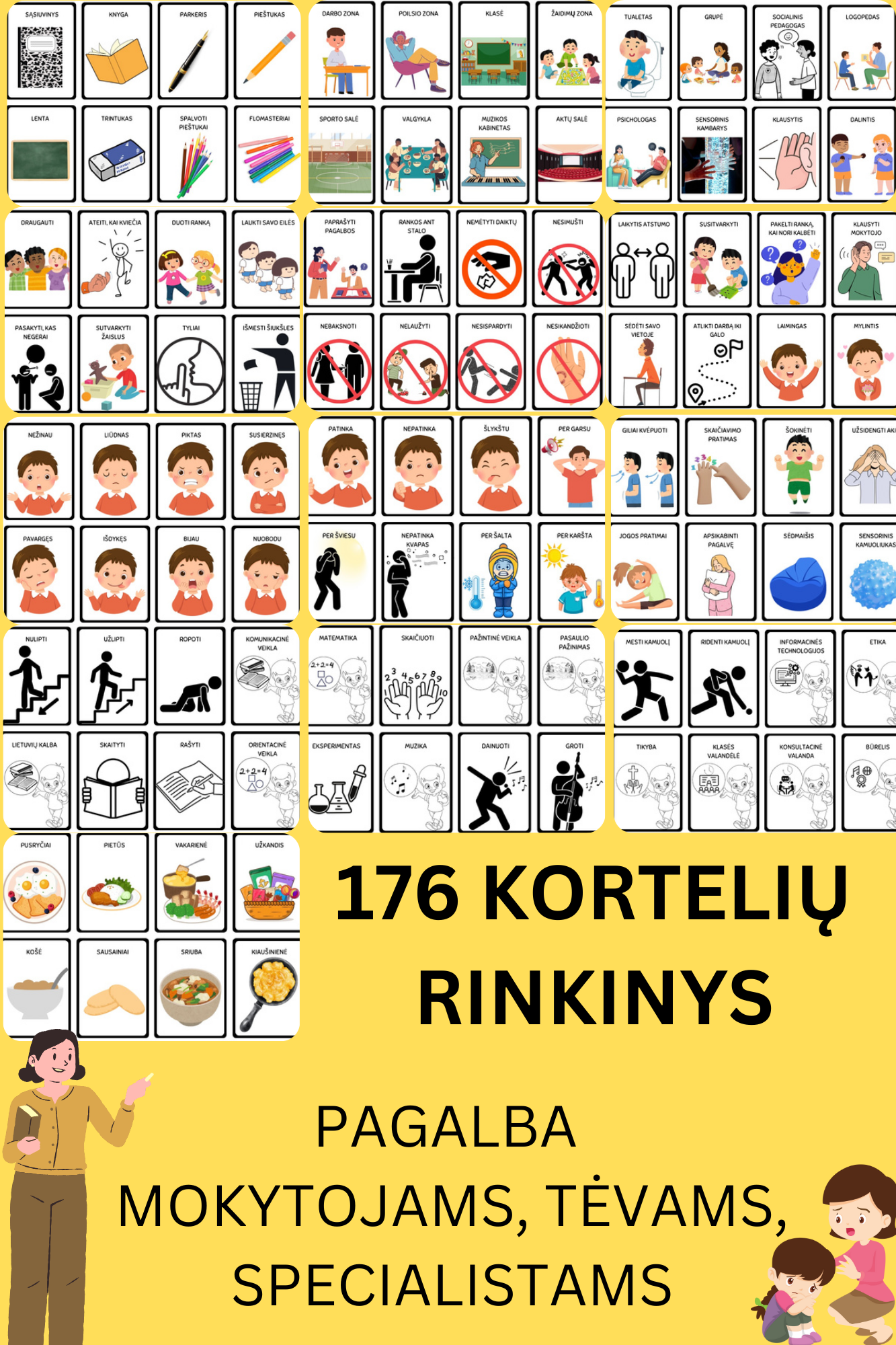 176 kortelių rinkinys