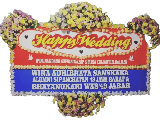 Karangan bunga papan pernikahan
