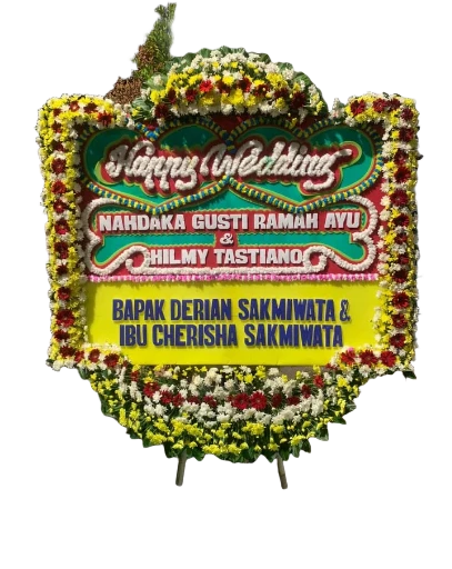 Karangan bunga papan pernikahan