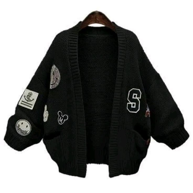 Black Patchwork Cardigan