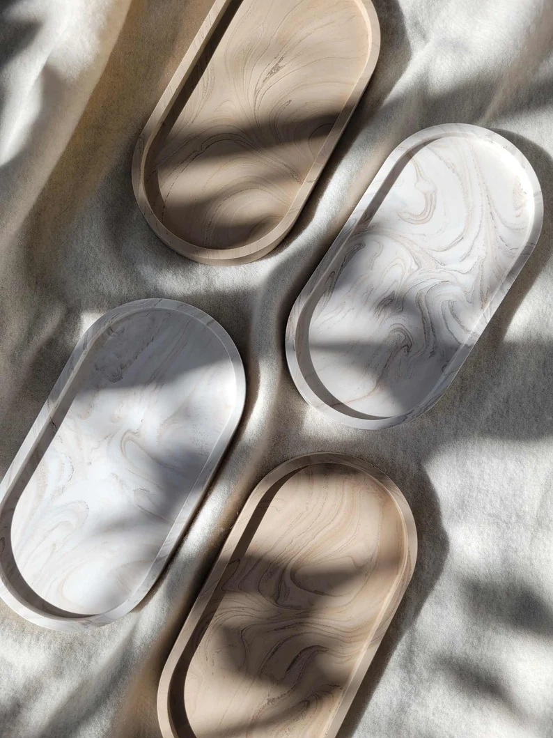 Plateau Ovale en Jasmonite marbre  