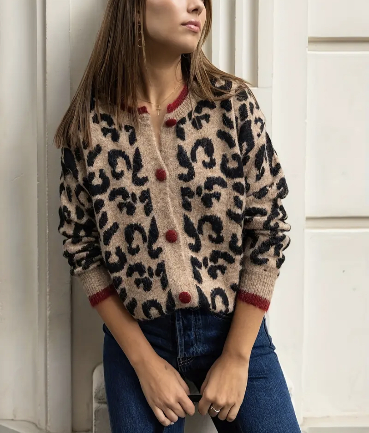 Cardigan à motif léopard