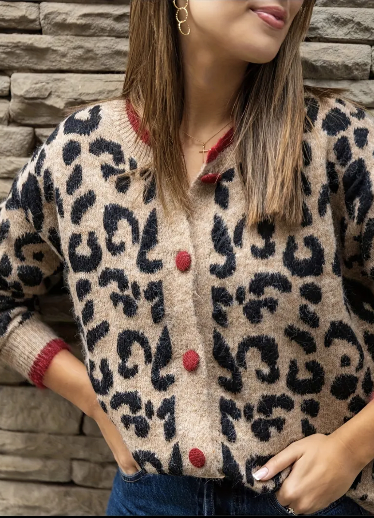 Cardigan à motif léopard