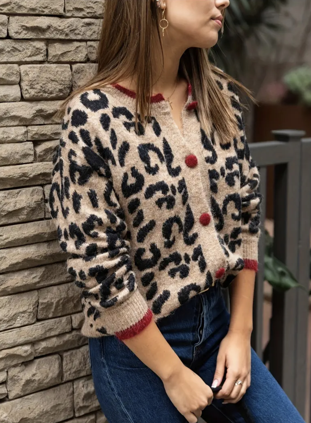 Cardigan à motif léopard