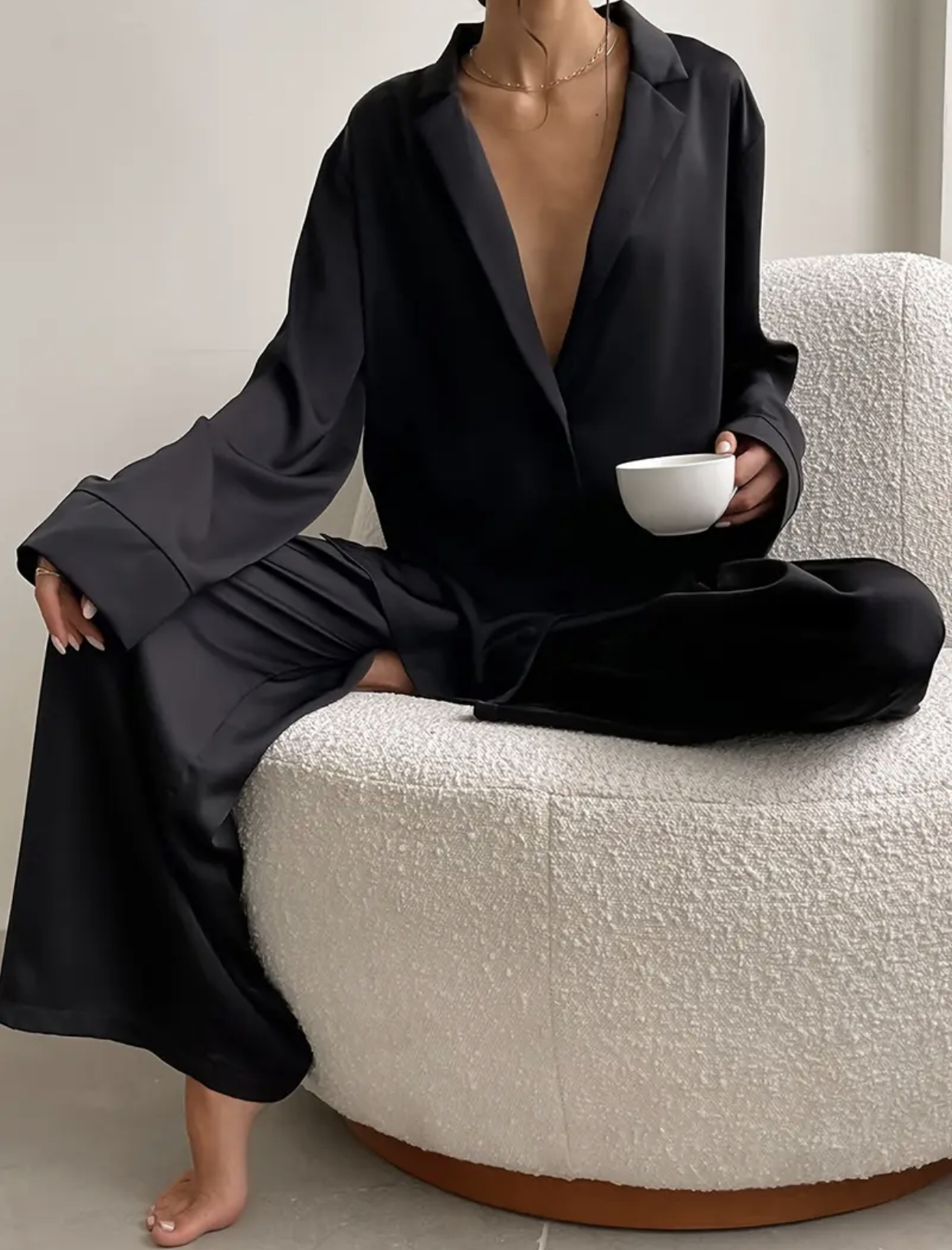 Pyjama en satin noir Amélie 