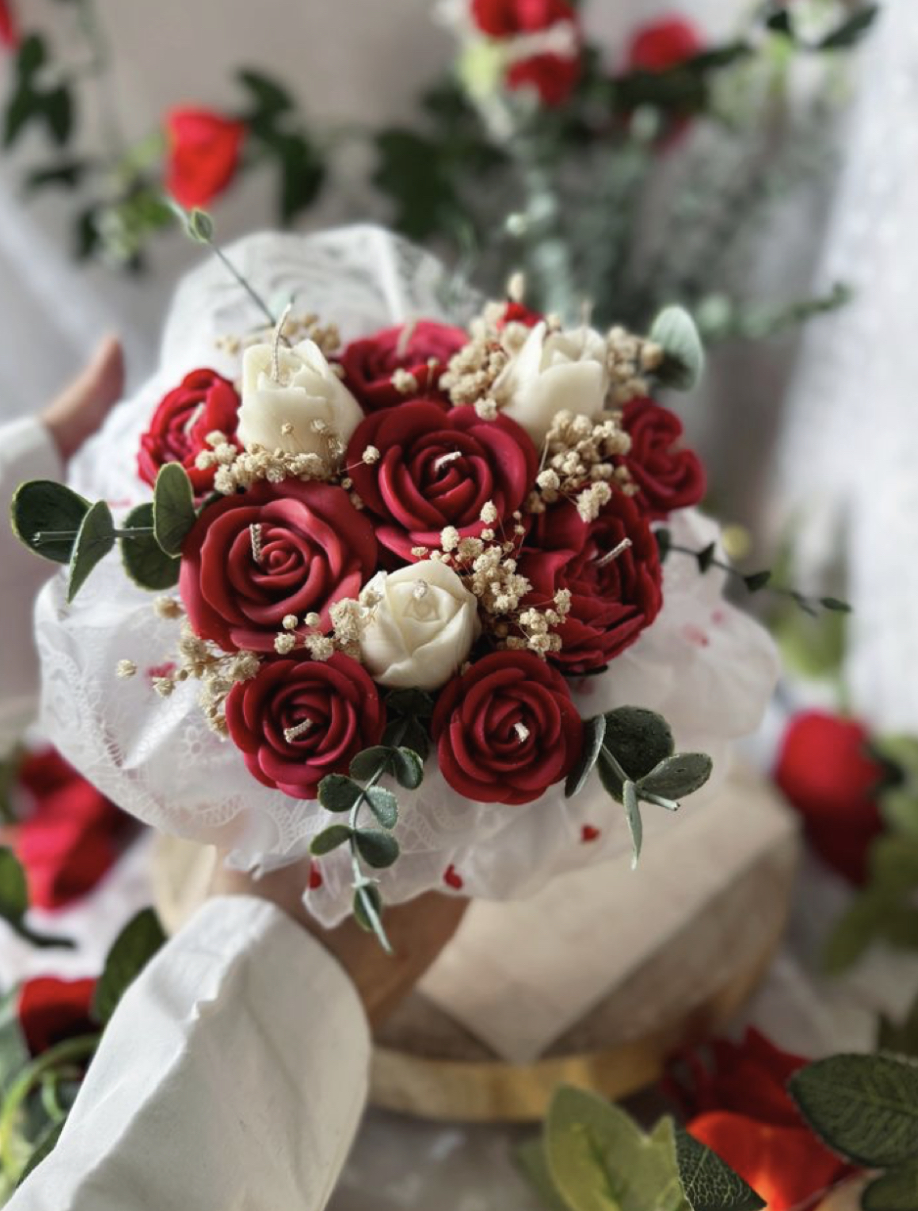 Bouquet de roses en bougie 