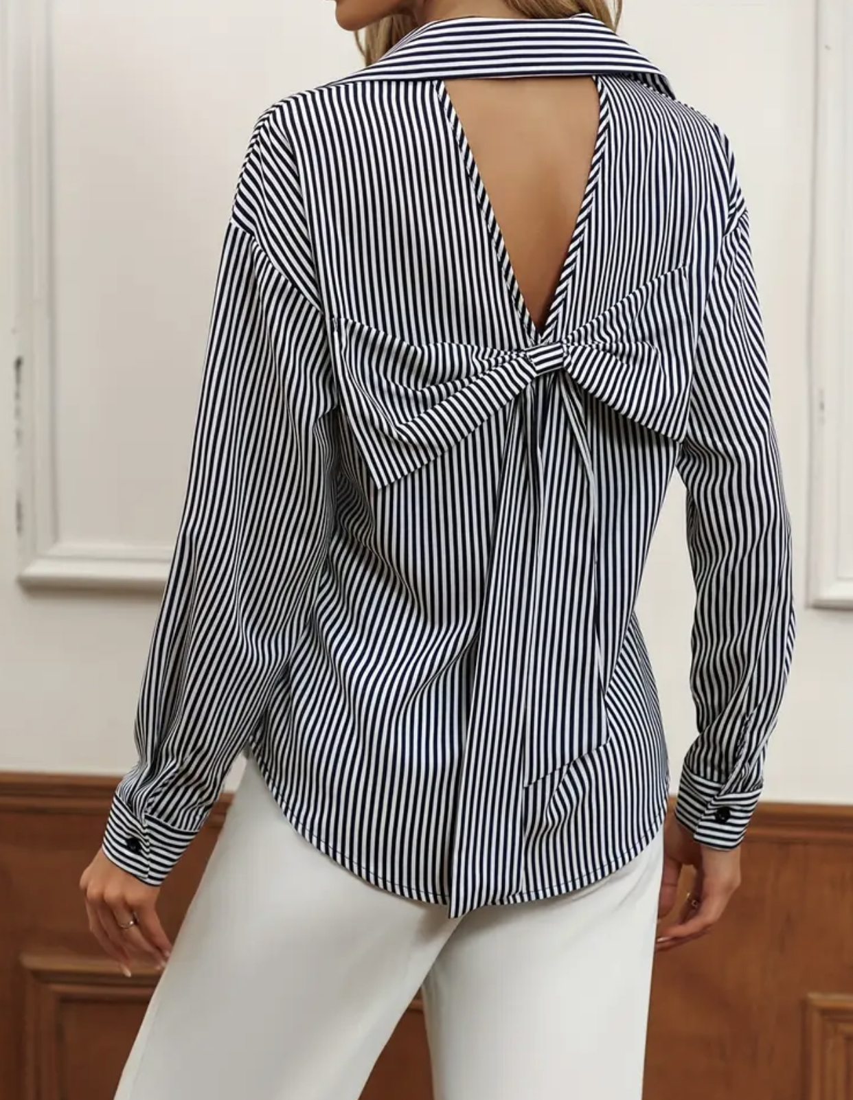 Chemise à rayures nœud