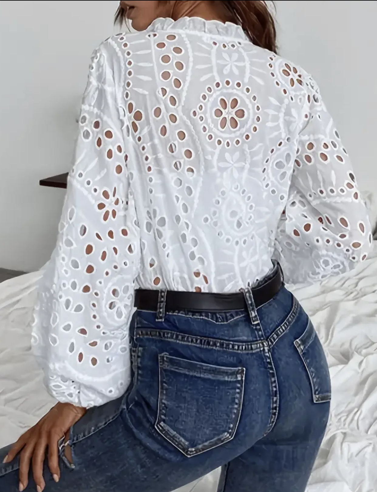 Chemisier brodé blanc