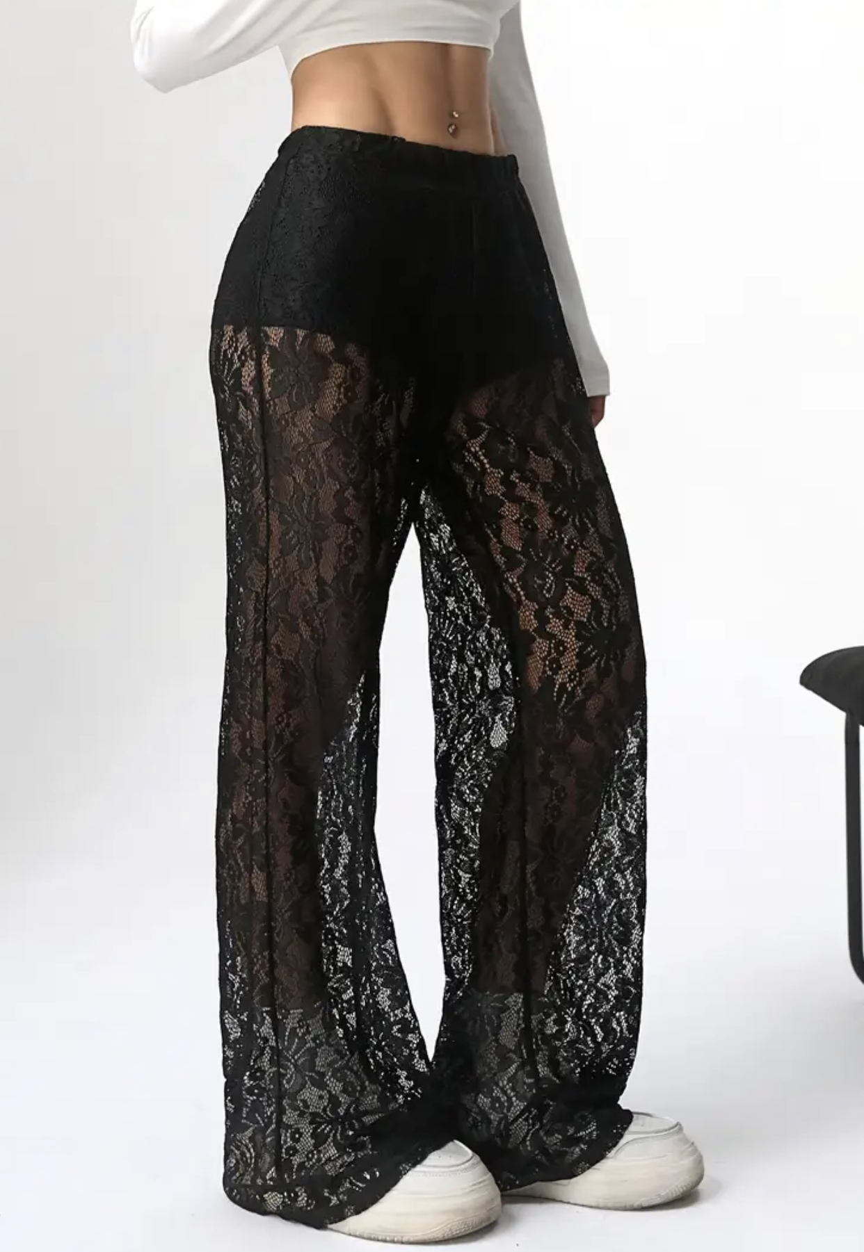 Pantalon en dentelle noir Celine