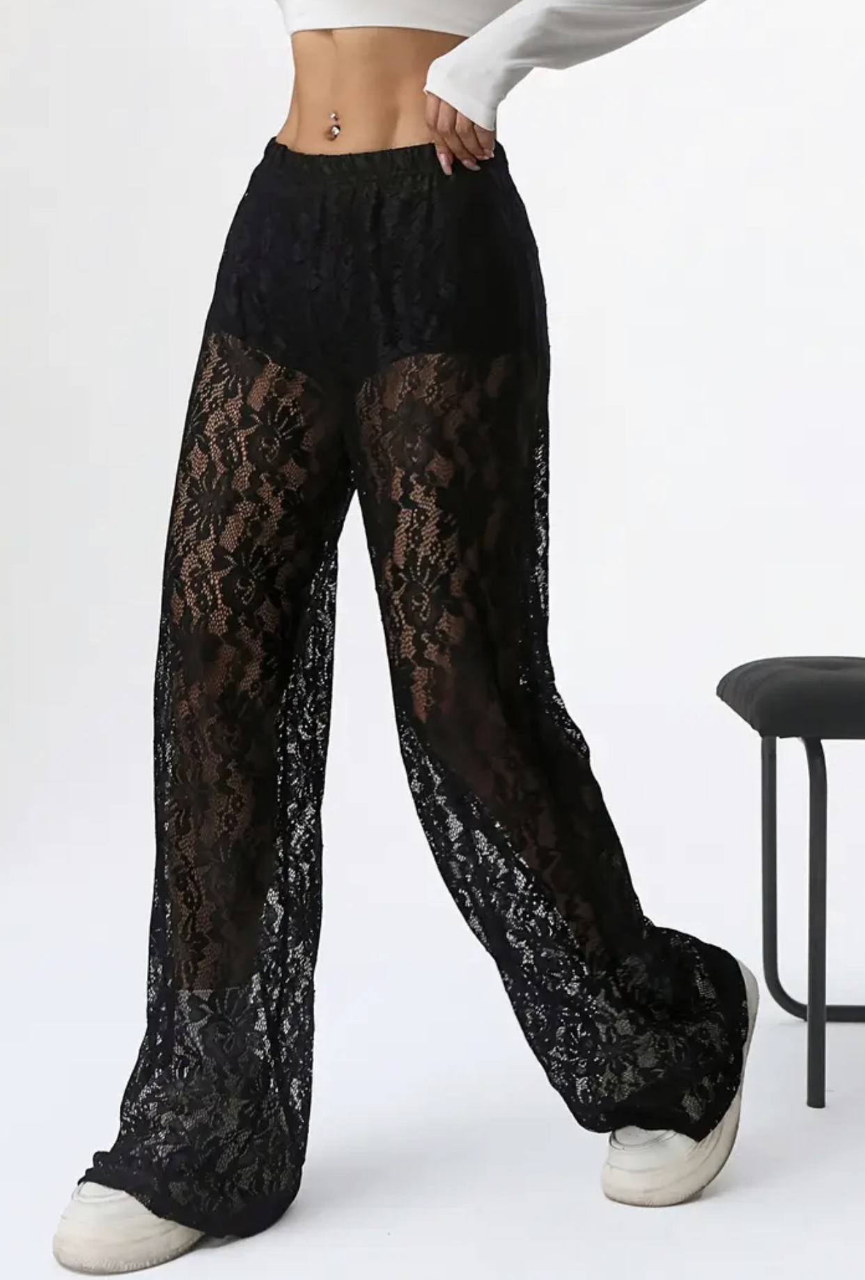 Pantalon en dentelle noir Celine 