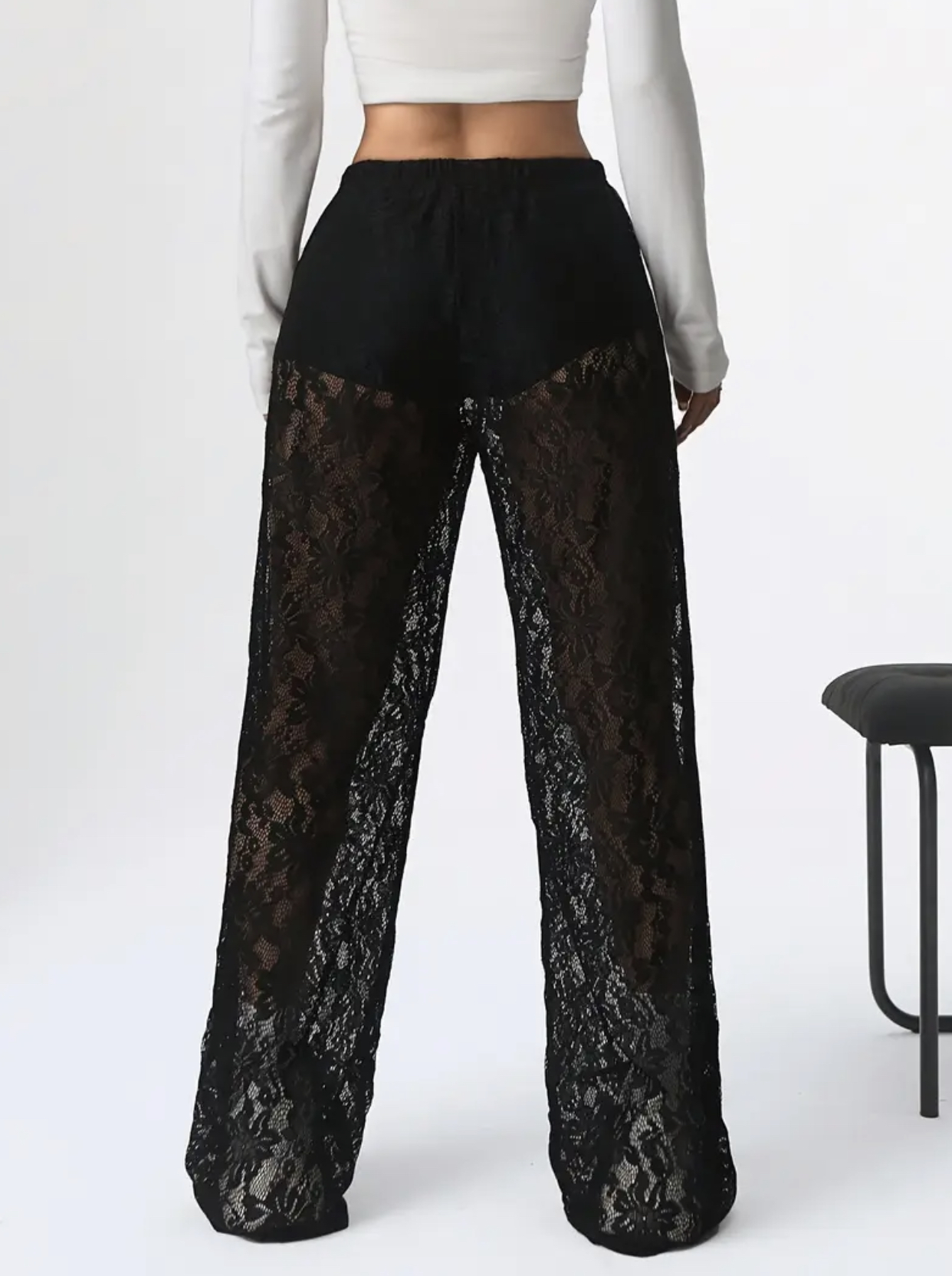 Pantalon en dentelle noir Celine 