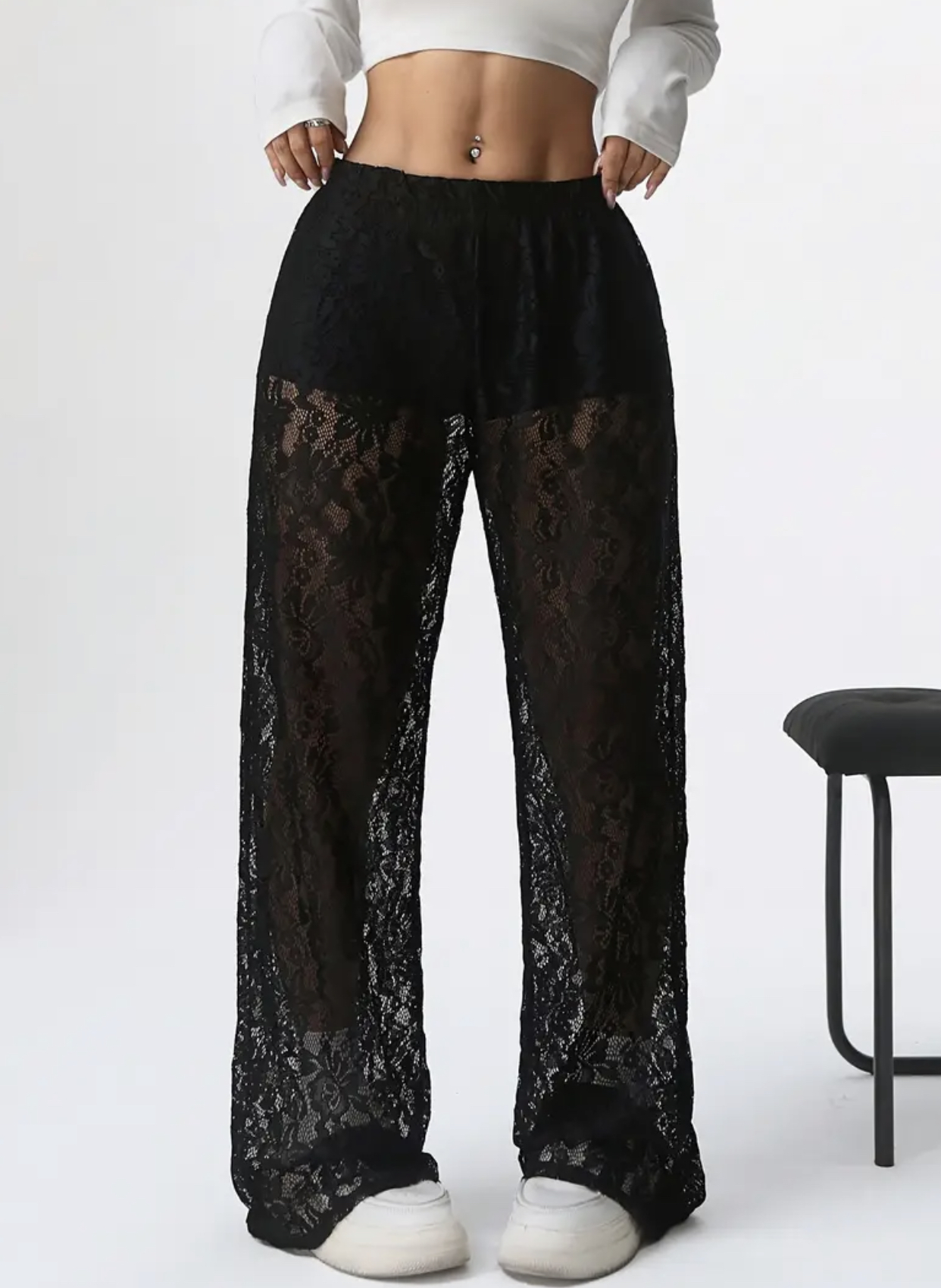 Pantalon en dentelle noir Celine 