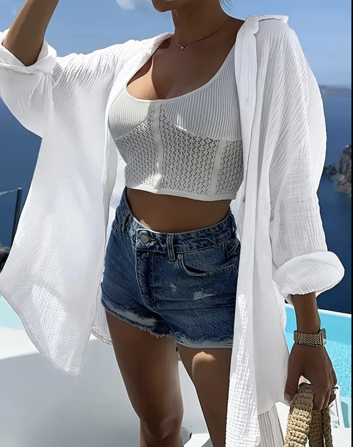 Chemise blanche brodée