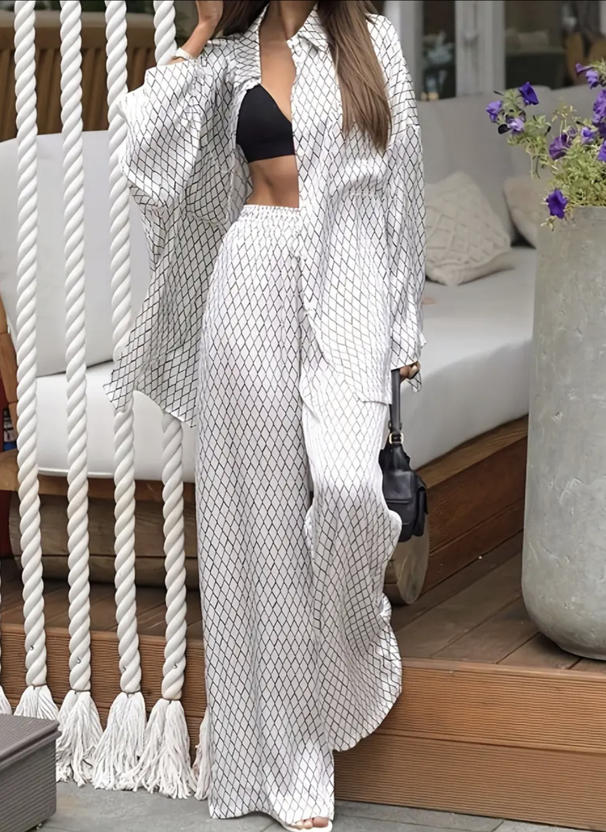 Ensemble décontracté blanc à motifs