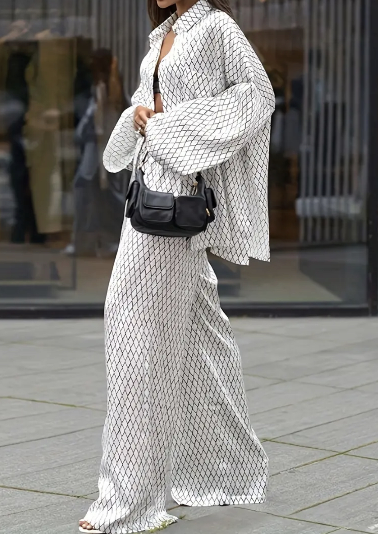 Ensemble décontracté blanc à motifs