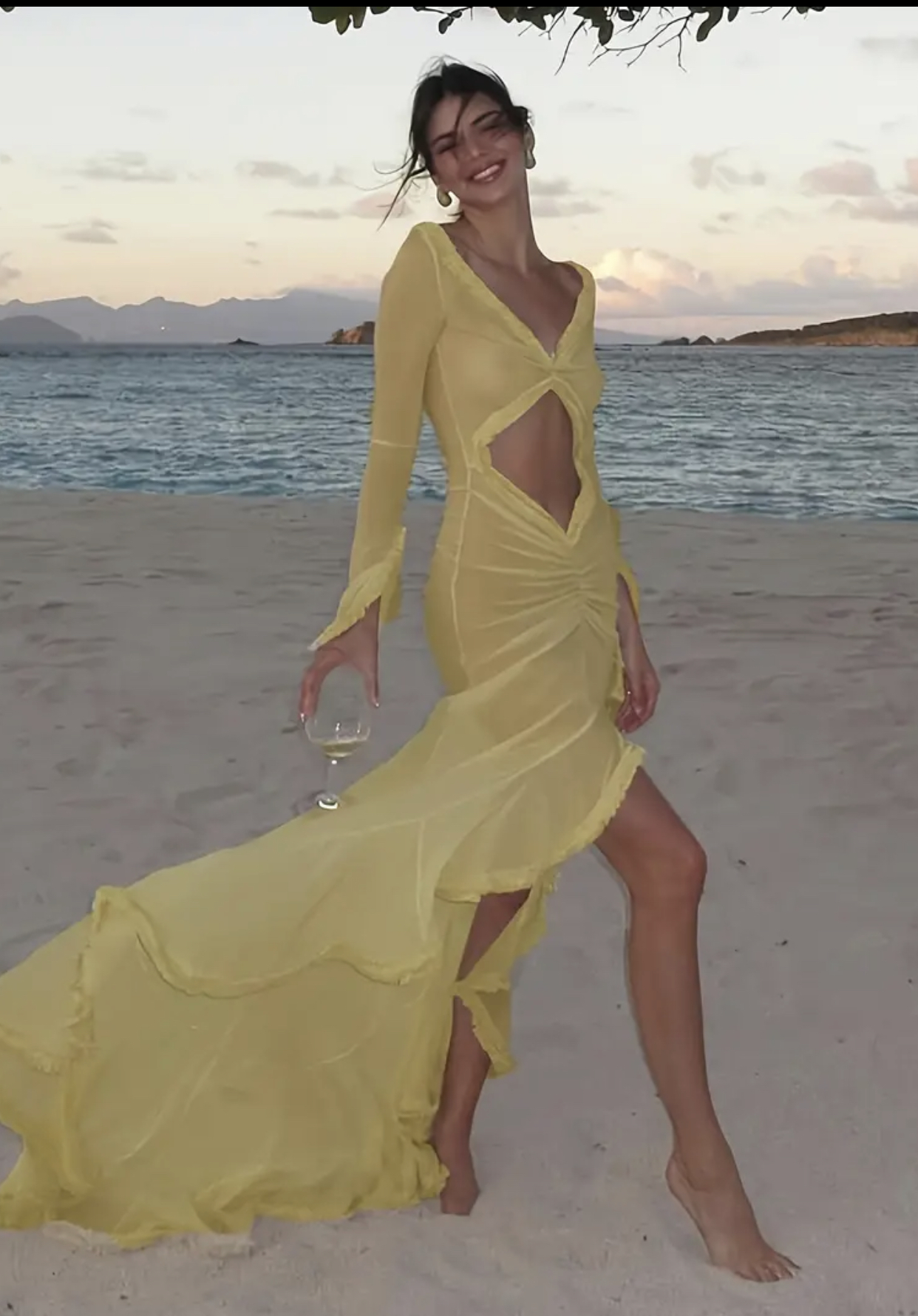 Robe d’été longue jaune 