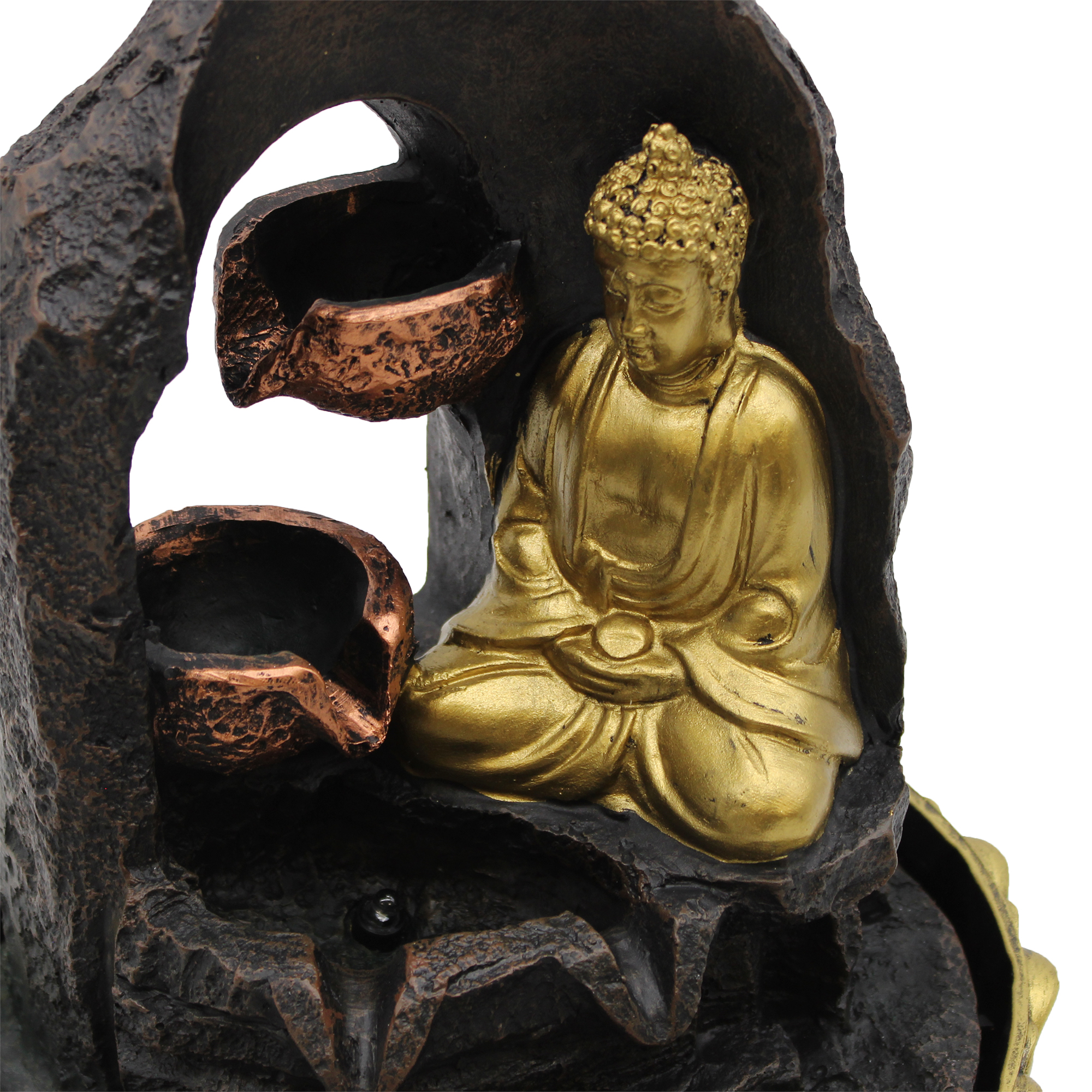 Fontaine de Table - 30cm - Bouddha Méditant Doré