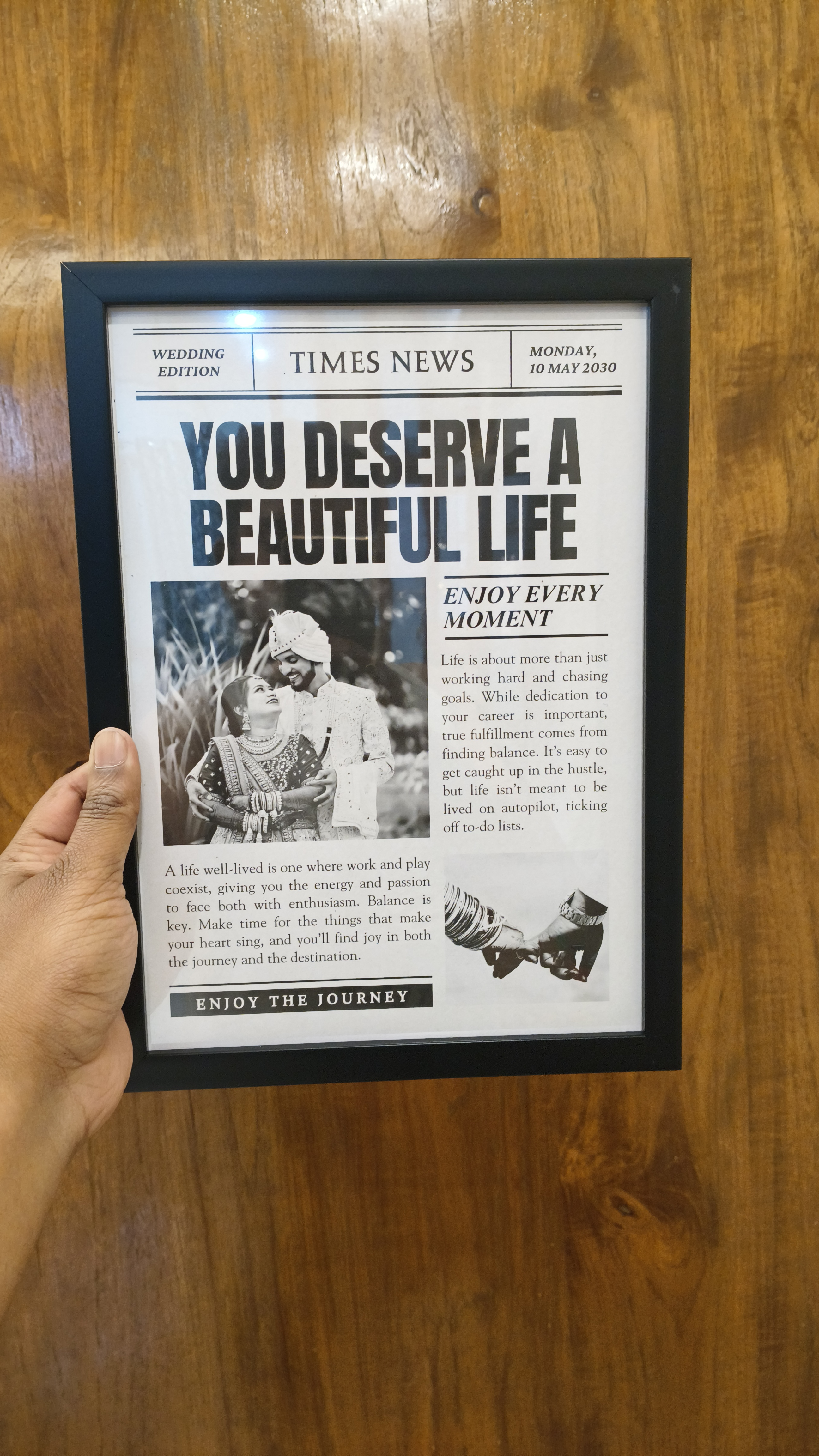 Times News Style Wedding Frame – Personalized Wedding Gift 