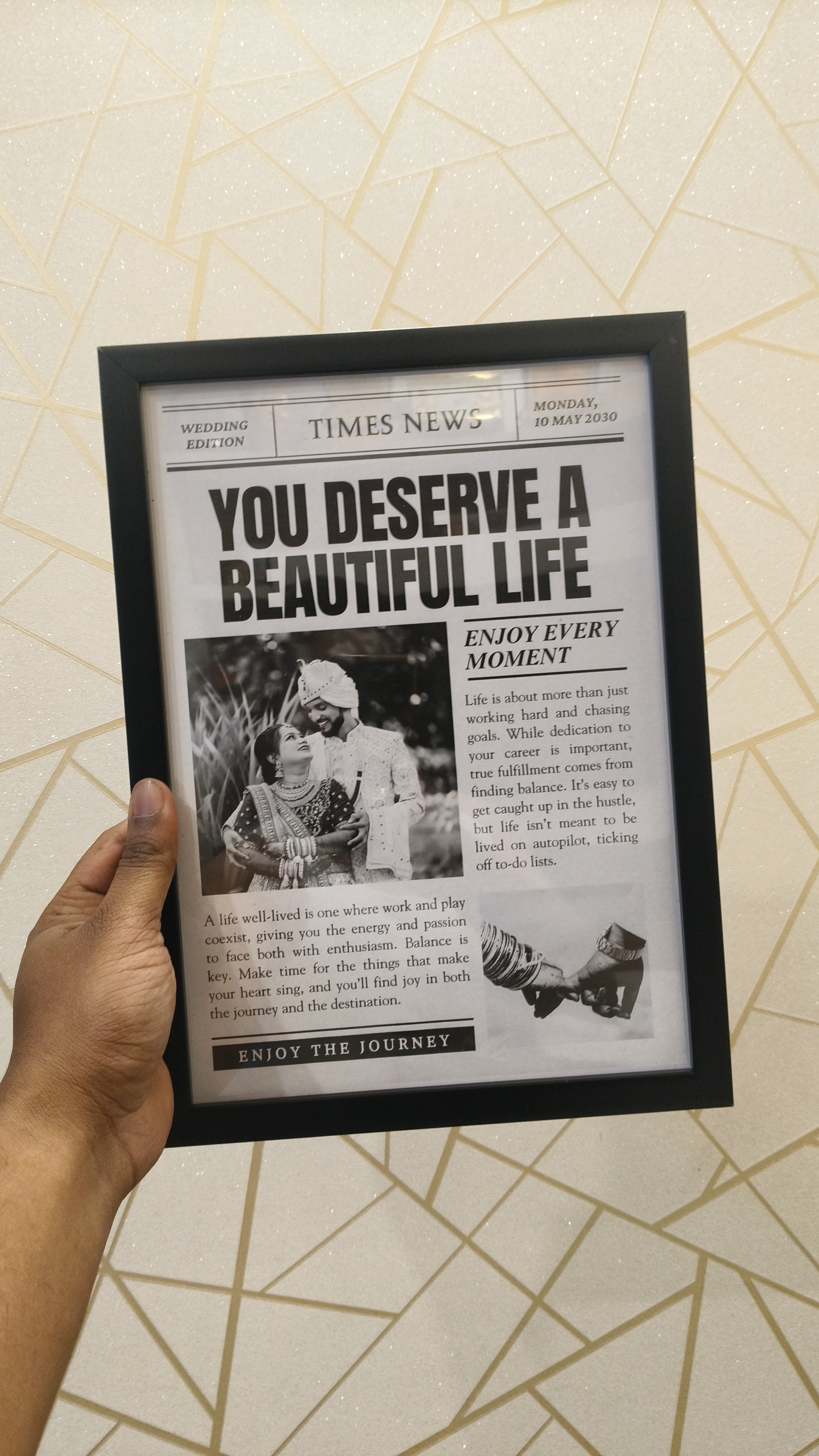 Times News Style Wedding Frame – Personalized Wedding Gift 