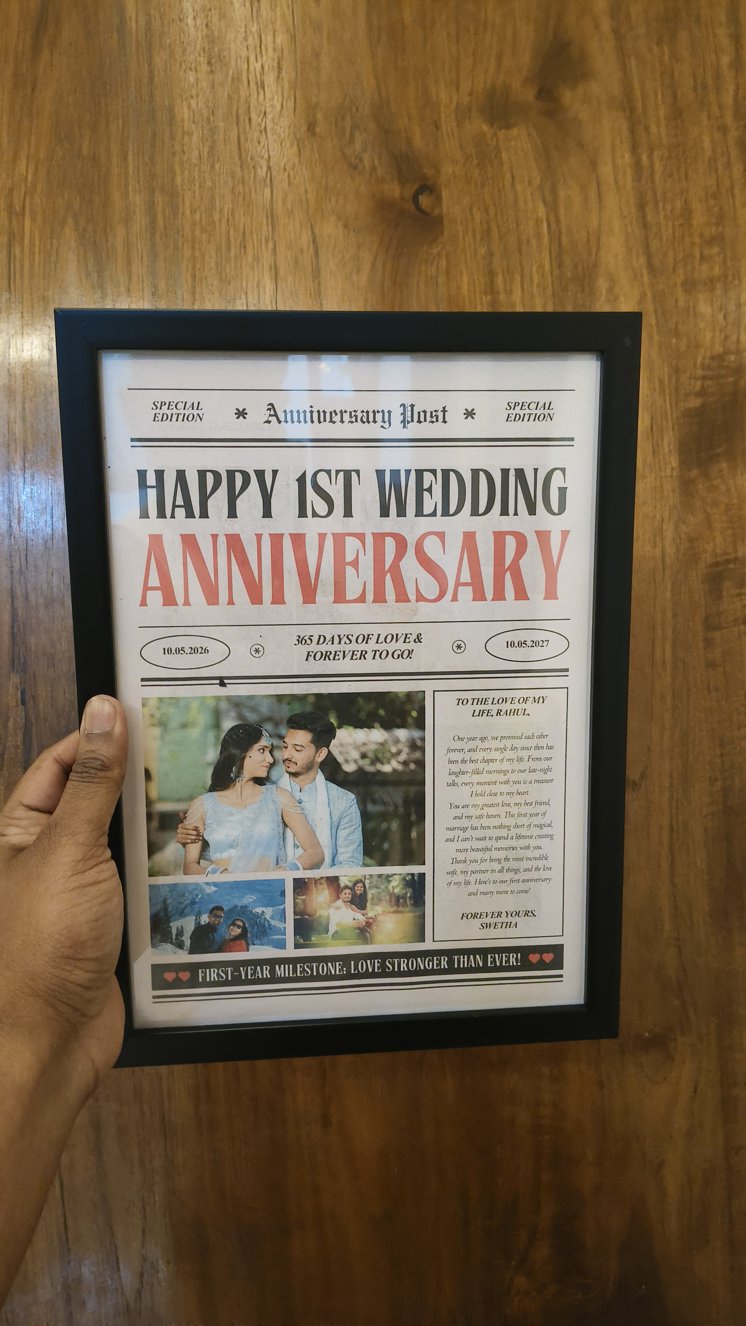 Newspaper Themed Personalized Wedding Frame