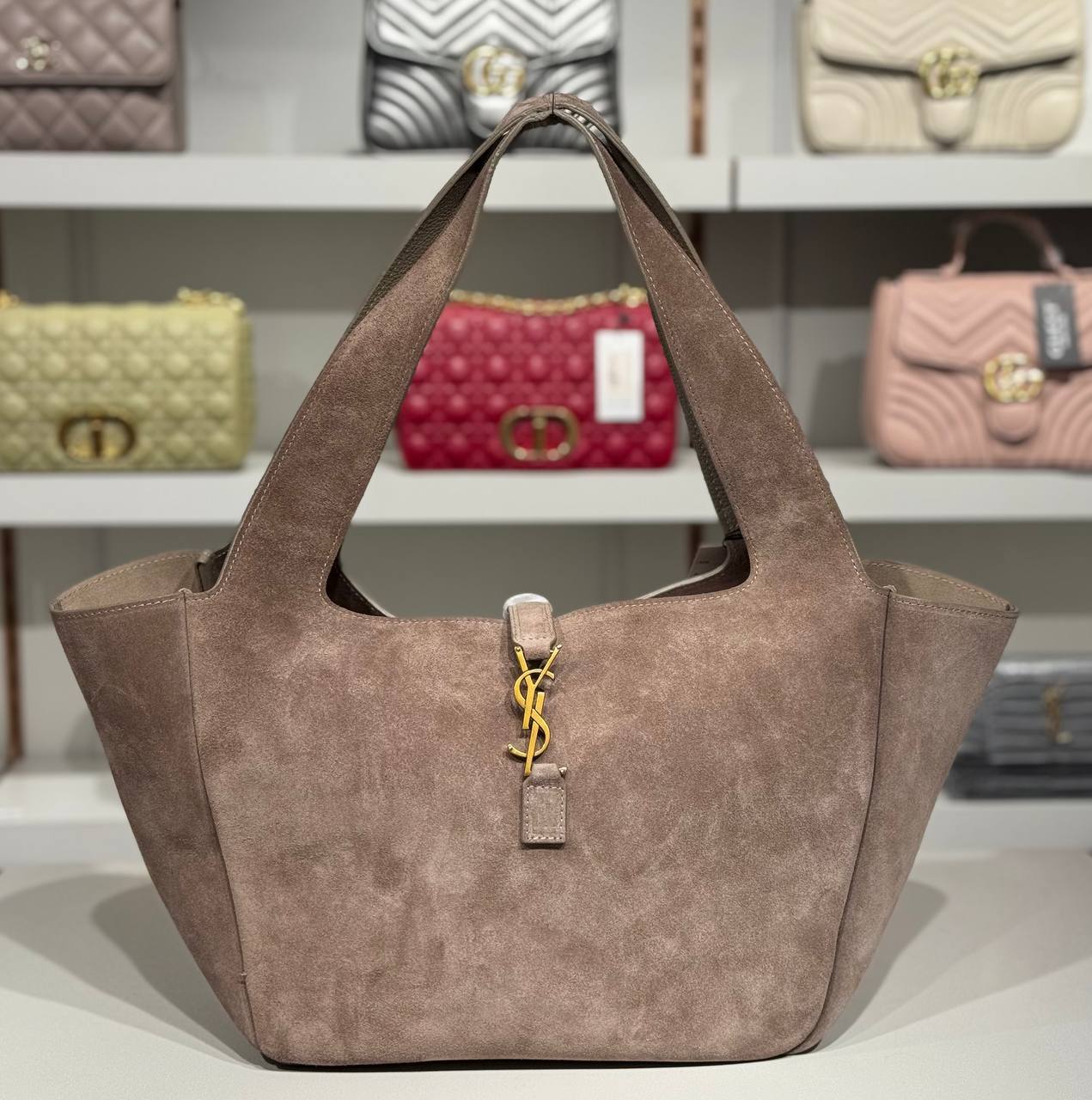 🥇 YSL Cassandre Suede Tote