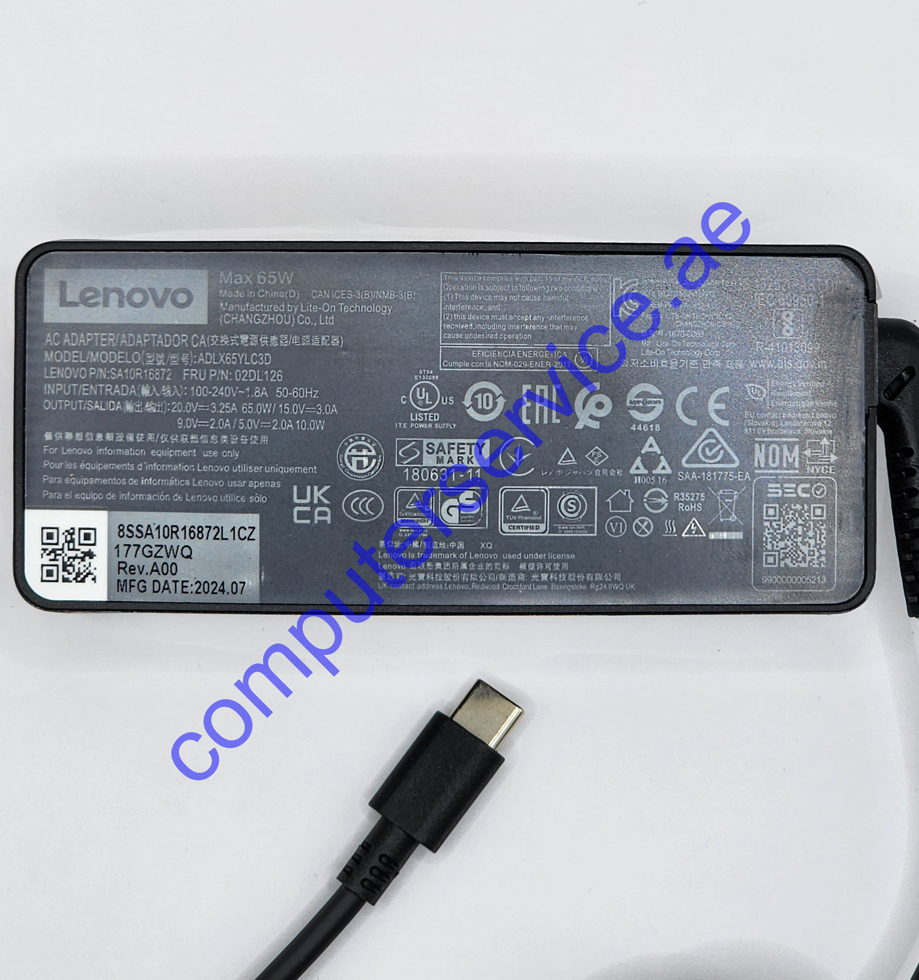 Original 20V 3.25A 65W USB Type C Ac Power Adapter Charger for Lenovo Thinkpad X1 Carbon Yoga 5 Thinkbook Series X270 X280 T580 P51s P52s E480 E580 T480 E14 E15 T14 T14S  Laptop