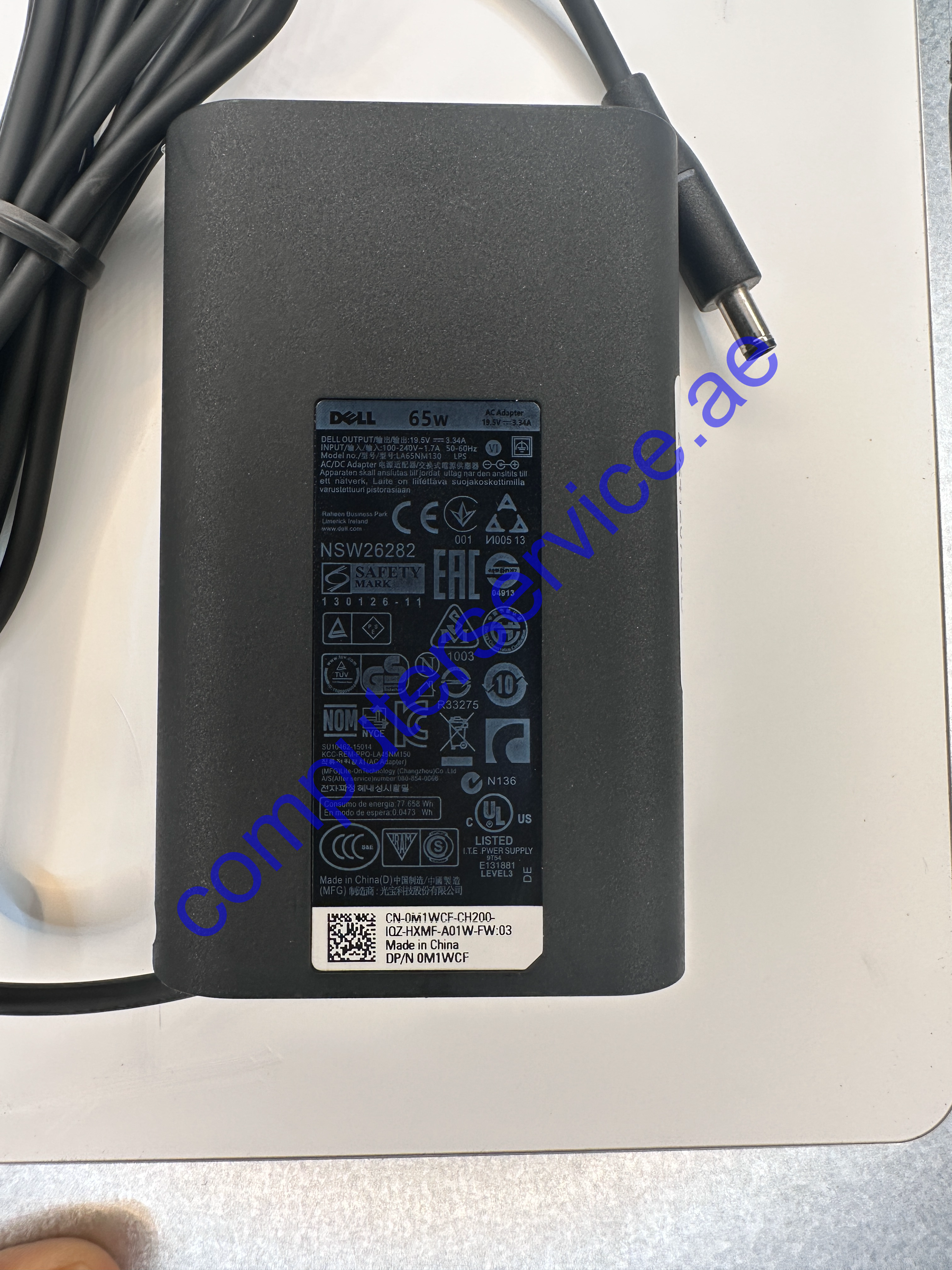 Dell AC Adapter 19.5V 3.34A 65W 4.5mm X 3.0mm