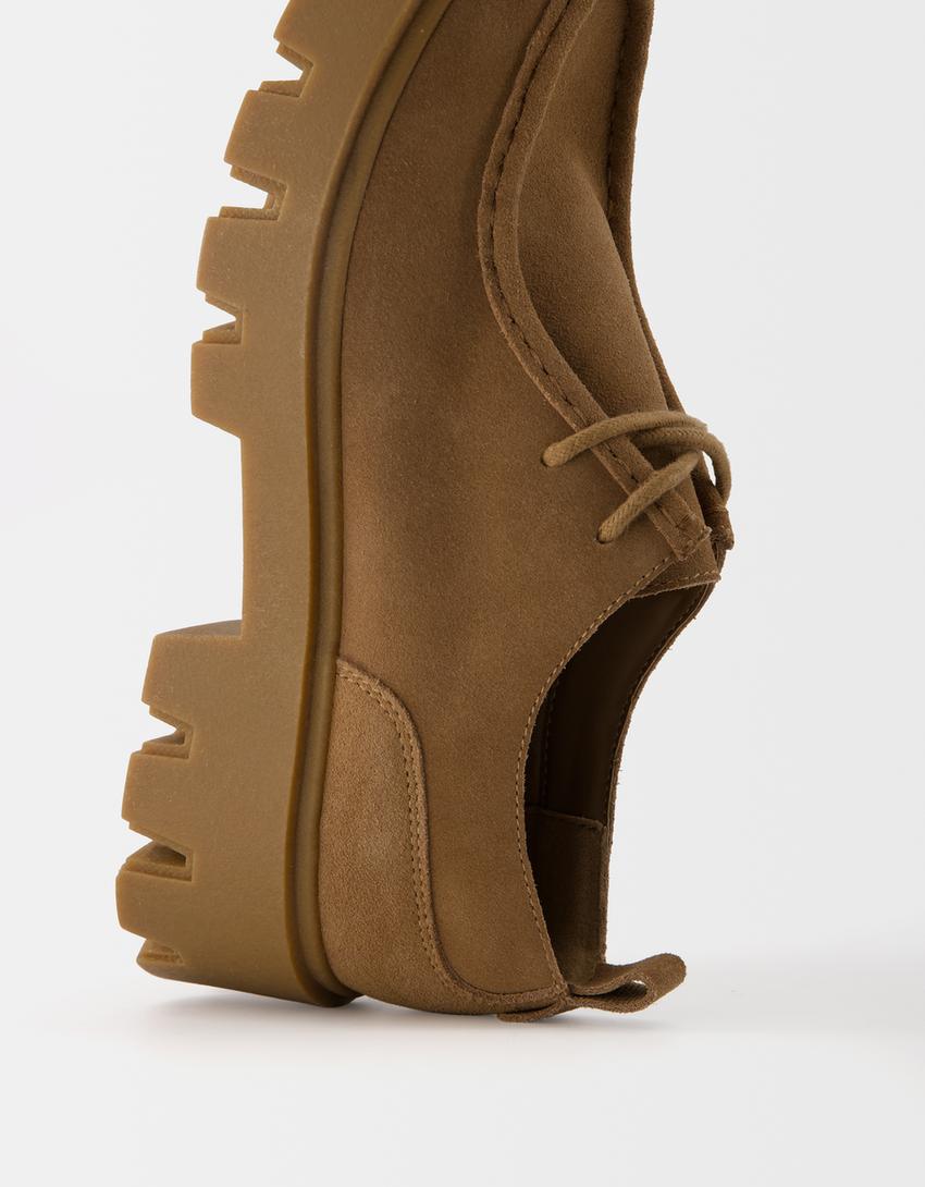 LEATHER split leather lace-up shoes